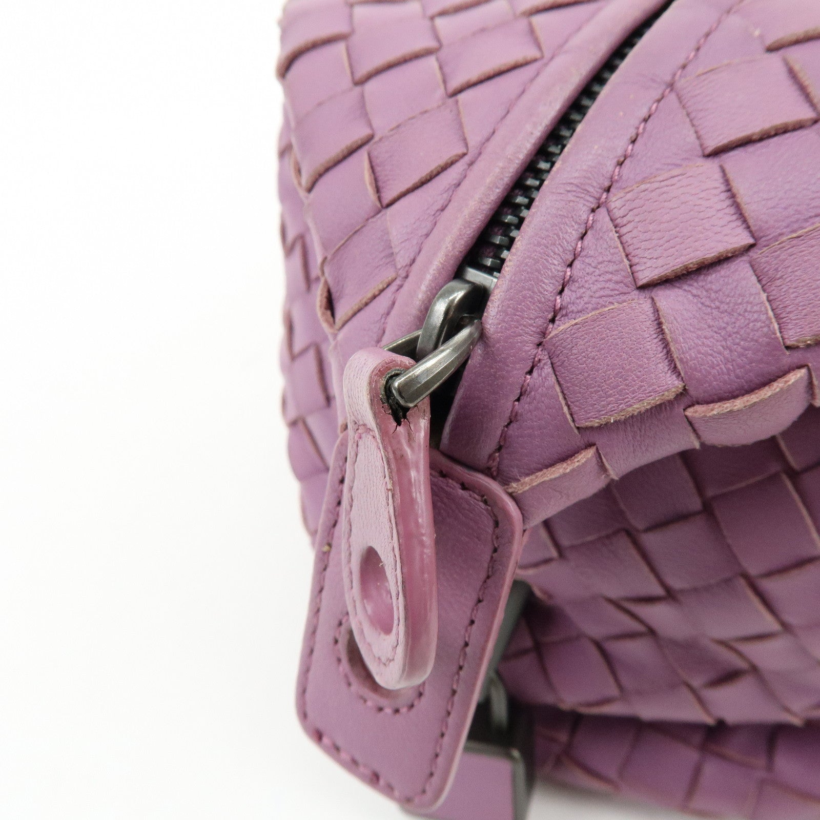 BOTTEGA VENETA Intrecciato Leather Shoulder Bag Hand Bag Purple