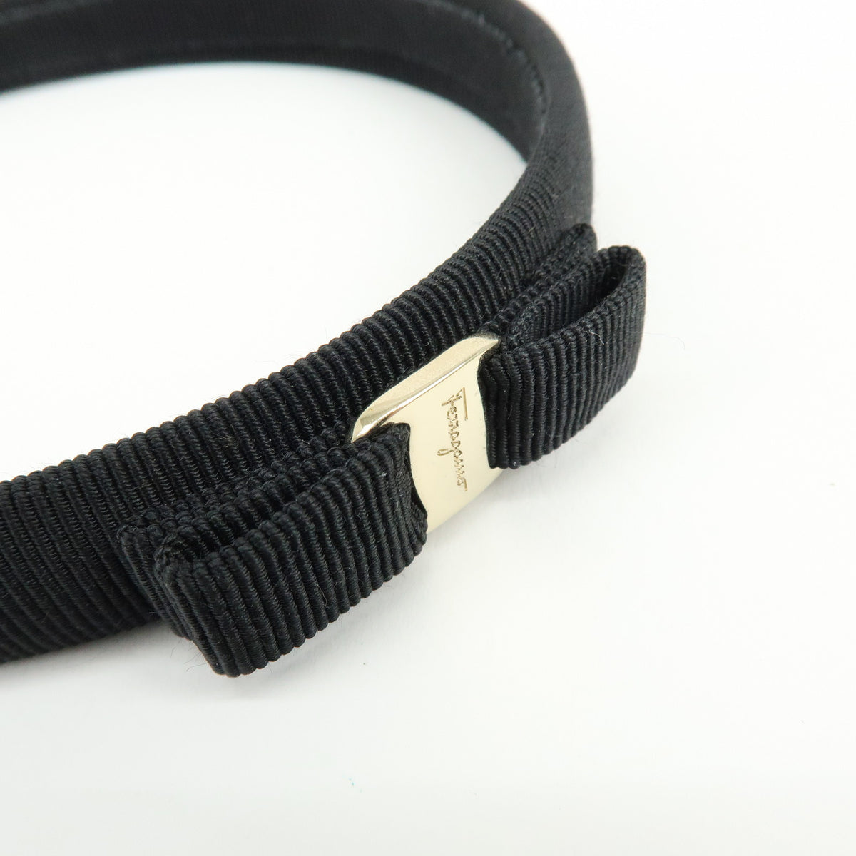 Ferragamo Vara Bow Ribbon Viscose Hair Accessory Black Gold