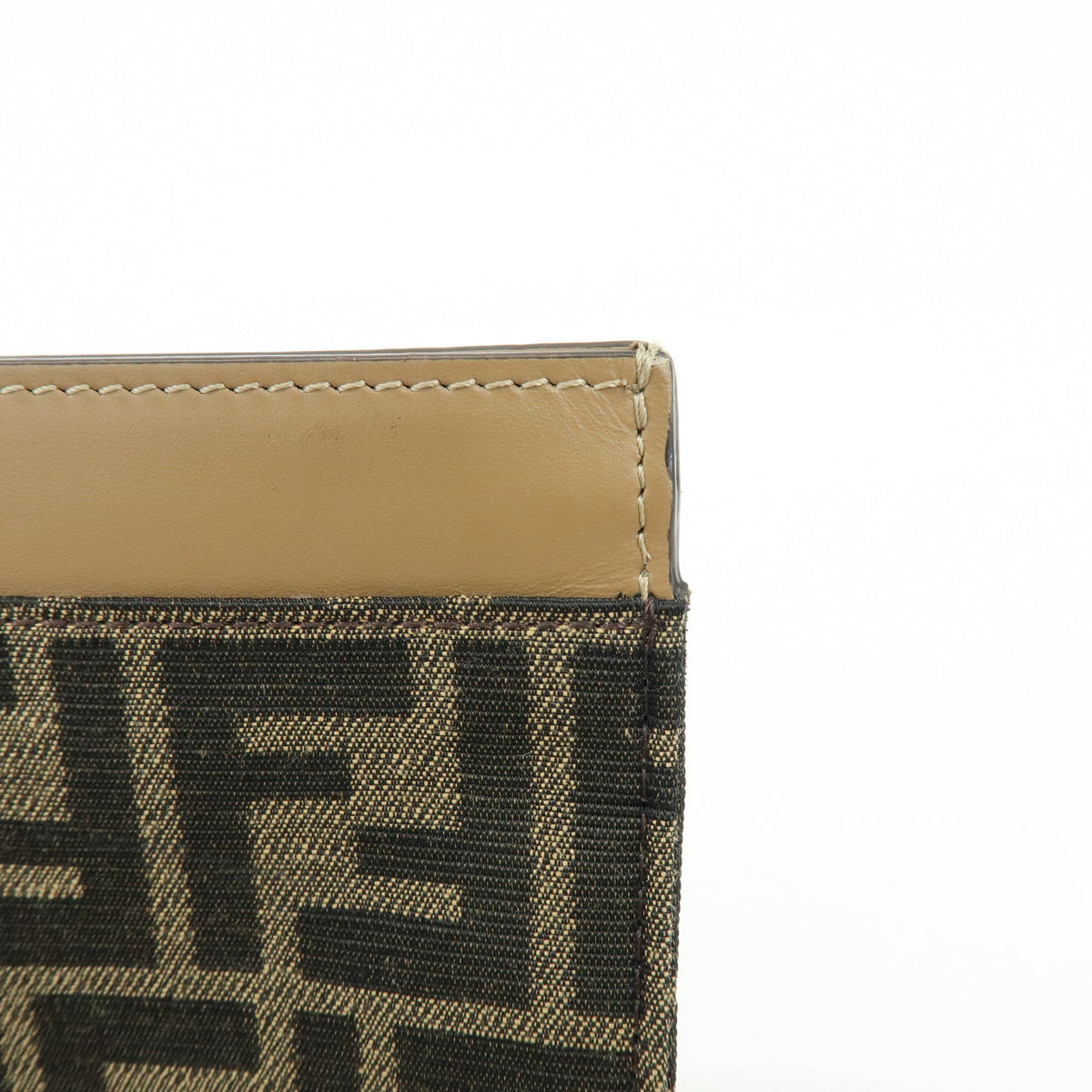 FENDI Zucca Flat Slim Canvas Leather Clutch Bag Pouch Brown 7N0134