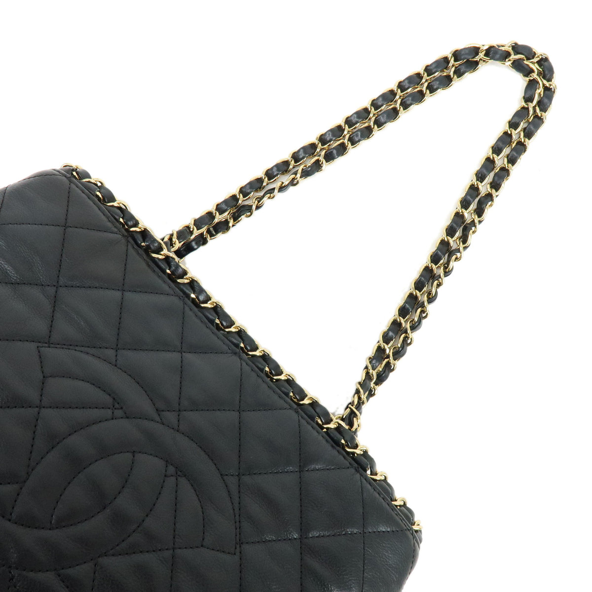 CHANEL COCO Mark Chain Me Calf Skin Chain Shoulder Bag Black
