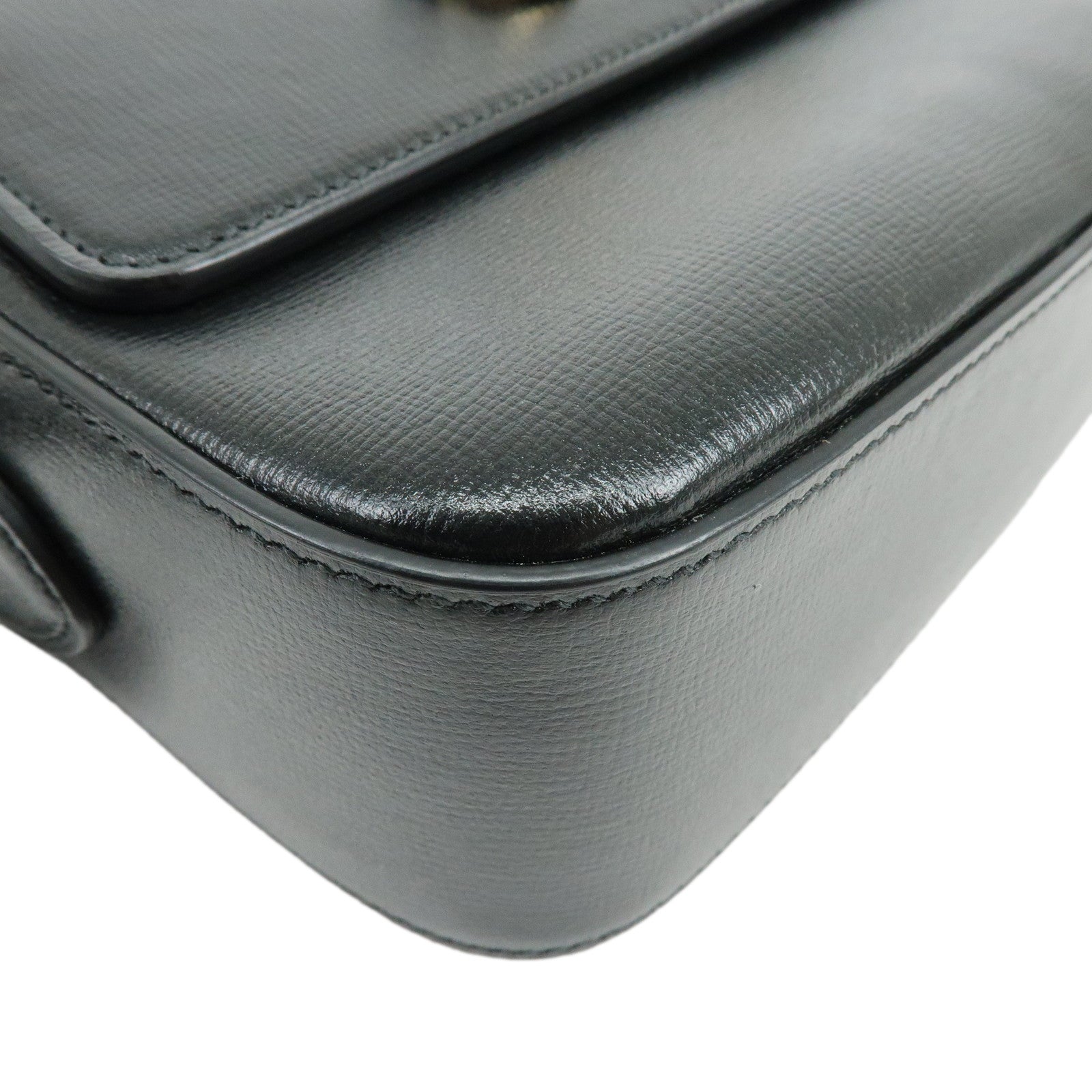 GUCCI Horsebit Leather Shoulder Bag Crossbody Bag Black 645454