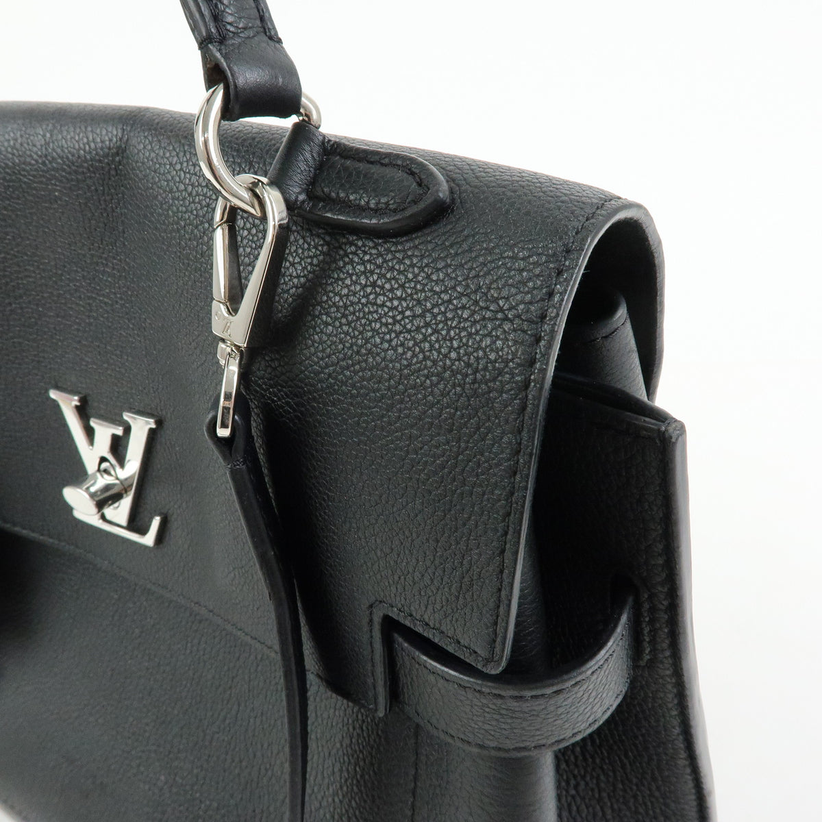 Louis Vuitton Lockme Ever MM Calf Leather 2Way Hand Bag Black M51395
