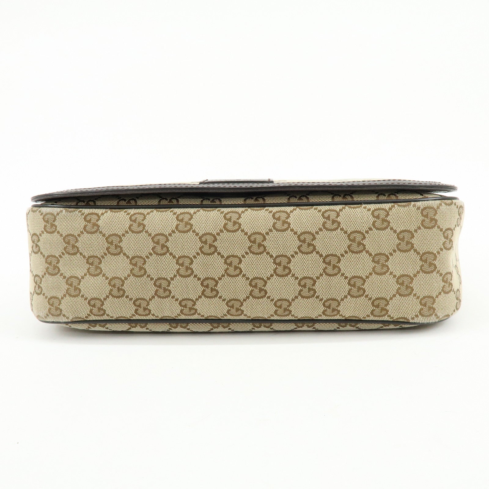 GUCCI GG Canvas Leather Shoulder Bag Crossbody Bag Beige Brown 449171