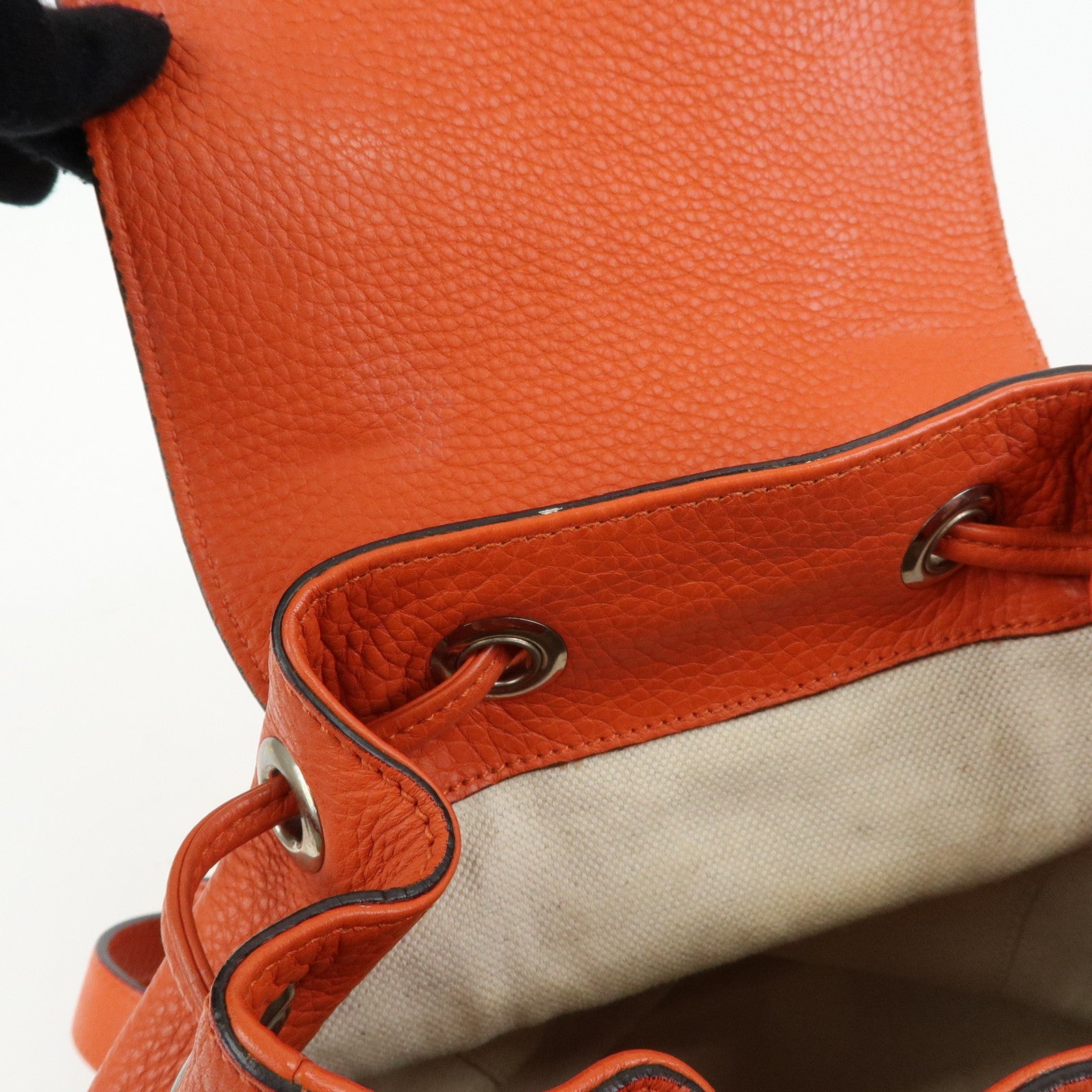 GUCCI Bamboo Leather Backpack Rucksack Tassel Strap Orange 387149