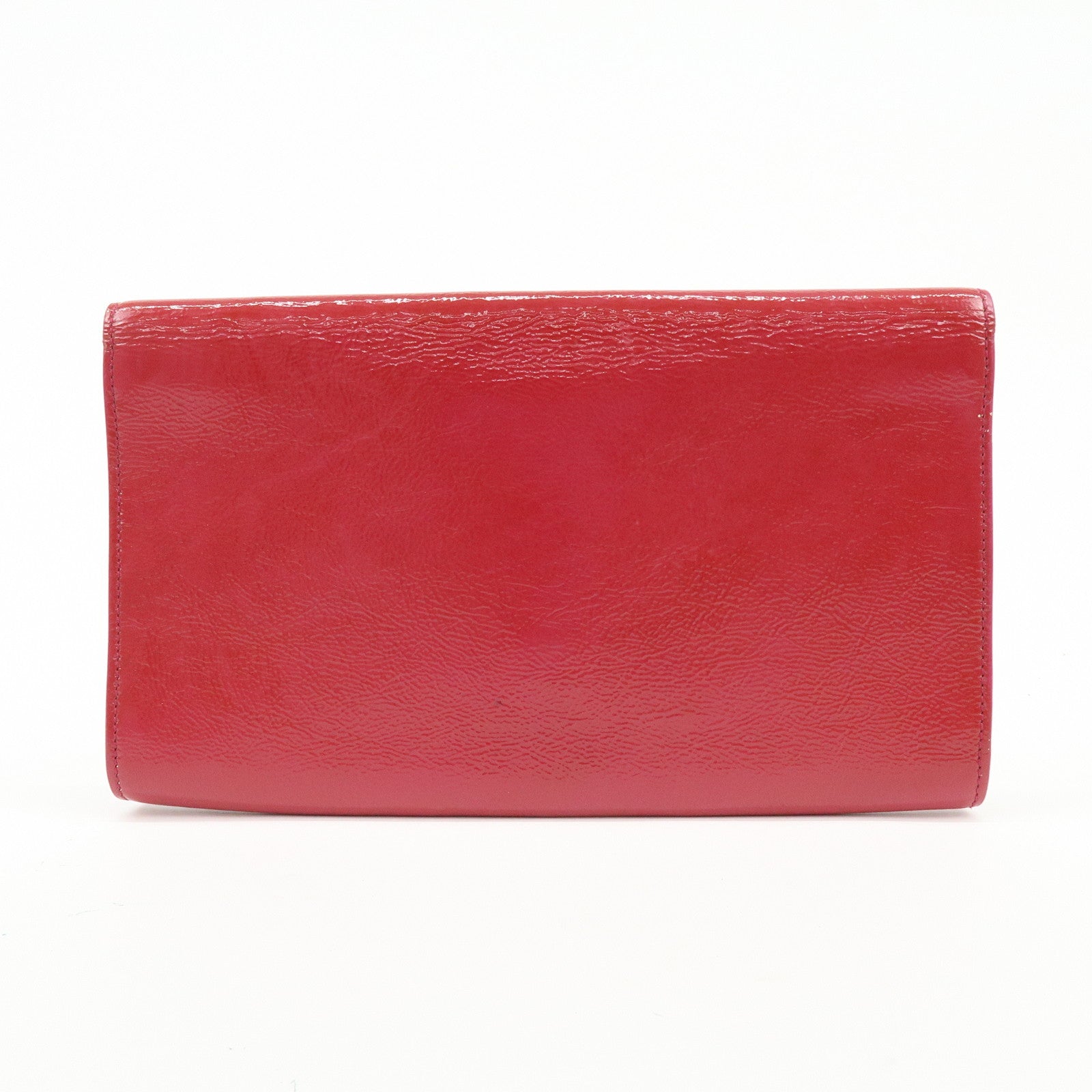 SAINT LAURENT PARIS Cassandra Patent Leather Clutch Bag Pink 203855