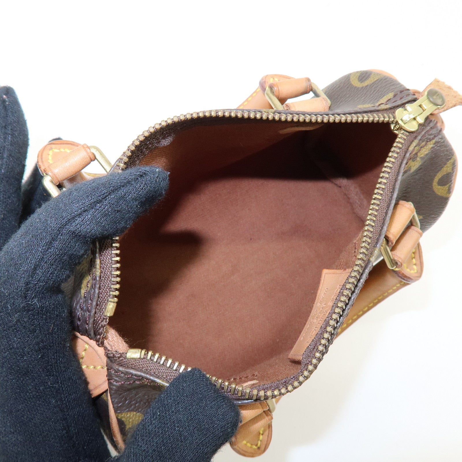Louis Vuitton Monogram Mini Speedy Hand Bag and Strap Brown M41534 Lot