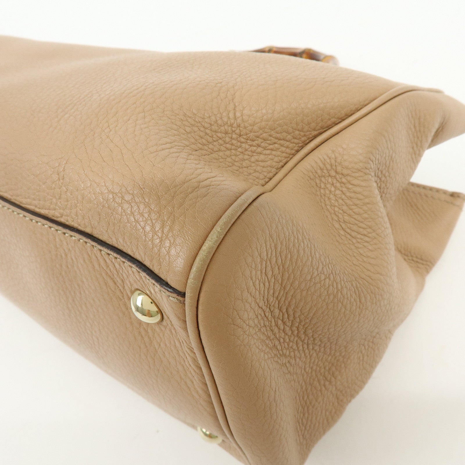 GUCCI Bamboo Shopper Medium 2Way Bag Shoulder Bag Pink Beige 323660