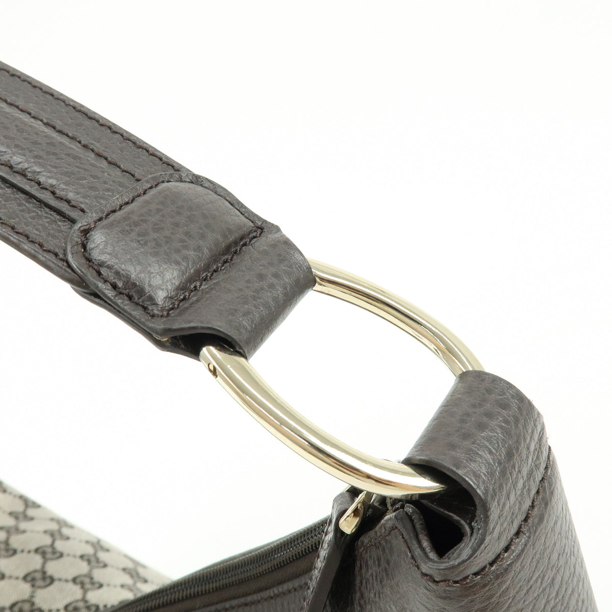 GUCCI GG Canvas Leather Shoulder Bag Dark Brown 257297