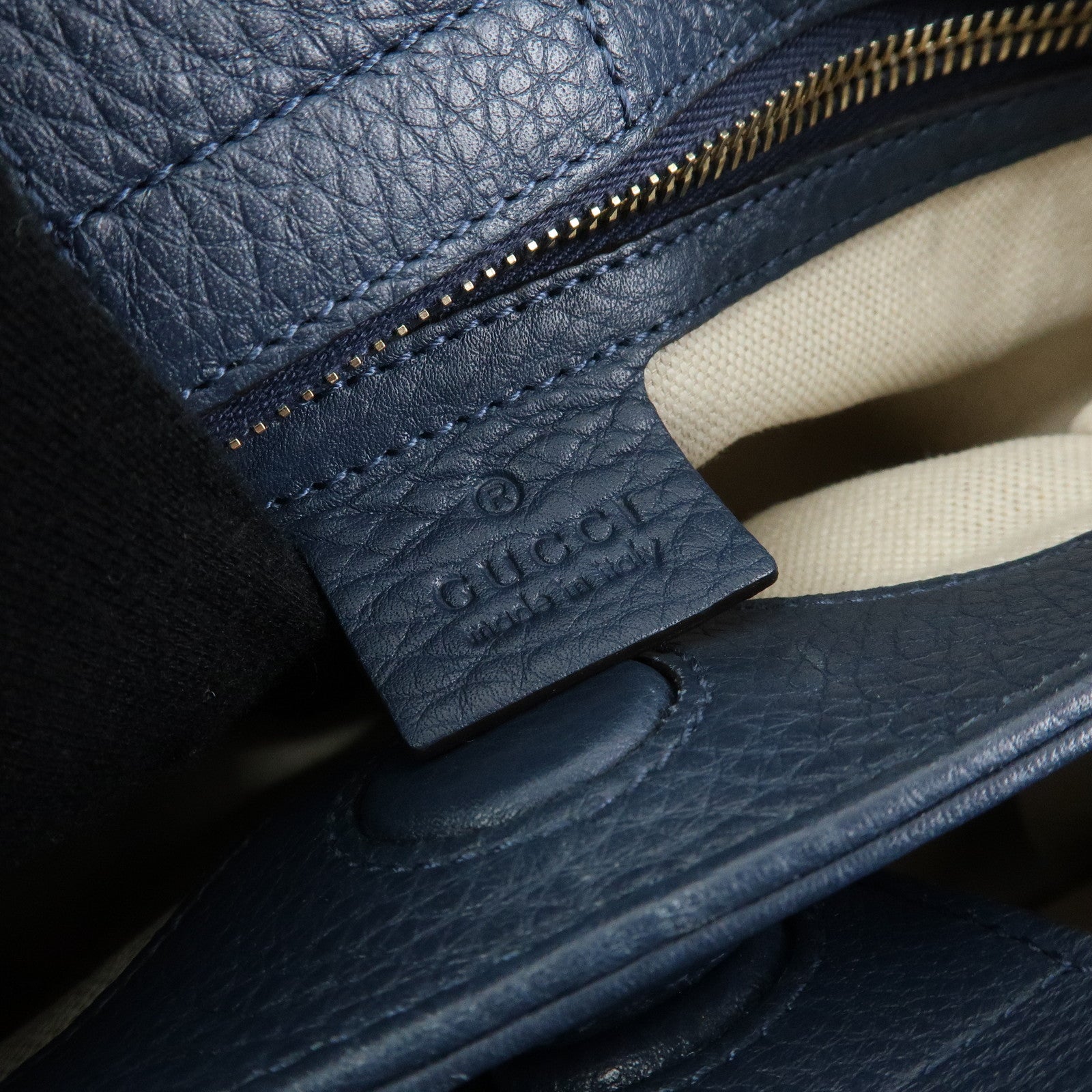 GUCCI Bamboo Leather 2Way Bag Hand Bag Shoulder Bag Blue 336032