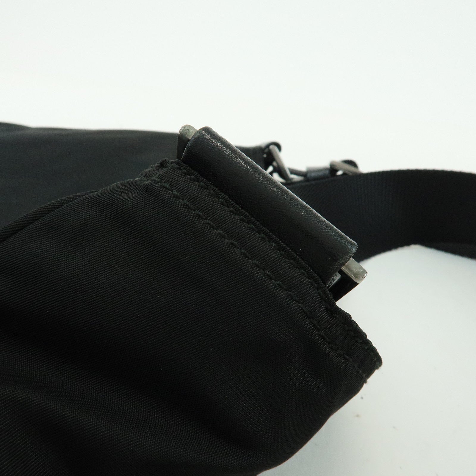 PRADA Triangle Logo Nylon Leather Shoulder Bag Crossbody Bag Black