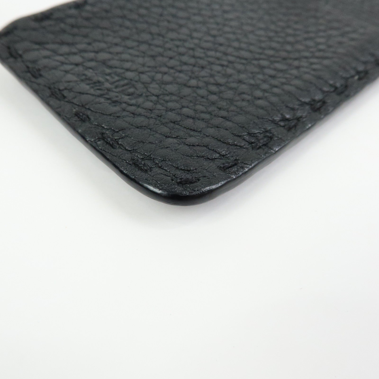 FENDI Selleria Calf Leather Card Case Coin Case Black 7M0343
