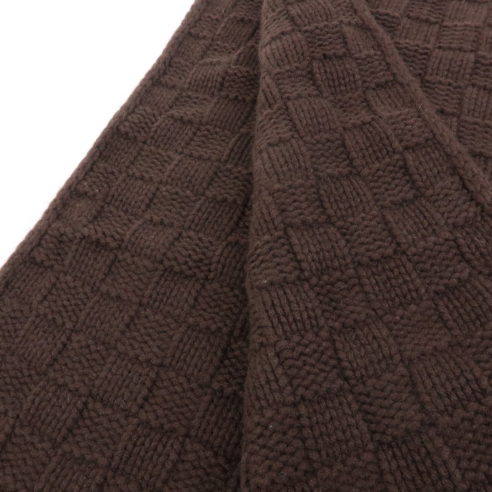 Louis Vuitton Damier Echarpe Helsinki Cashmere 100% Scarf Dark Brown