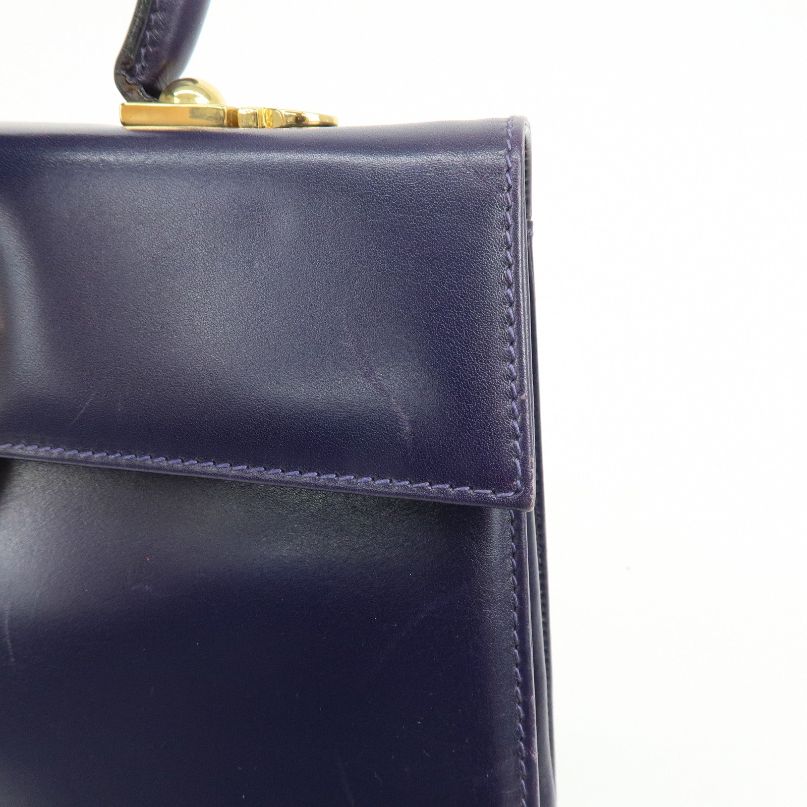 Ferragamo Gancini Leather 2Way Bag Hand Bag Shoulder Bag Purple