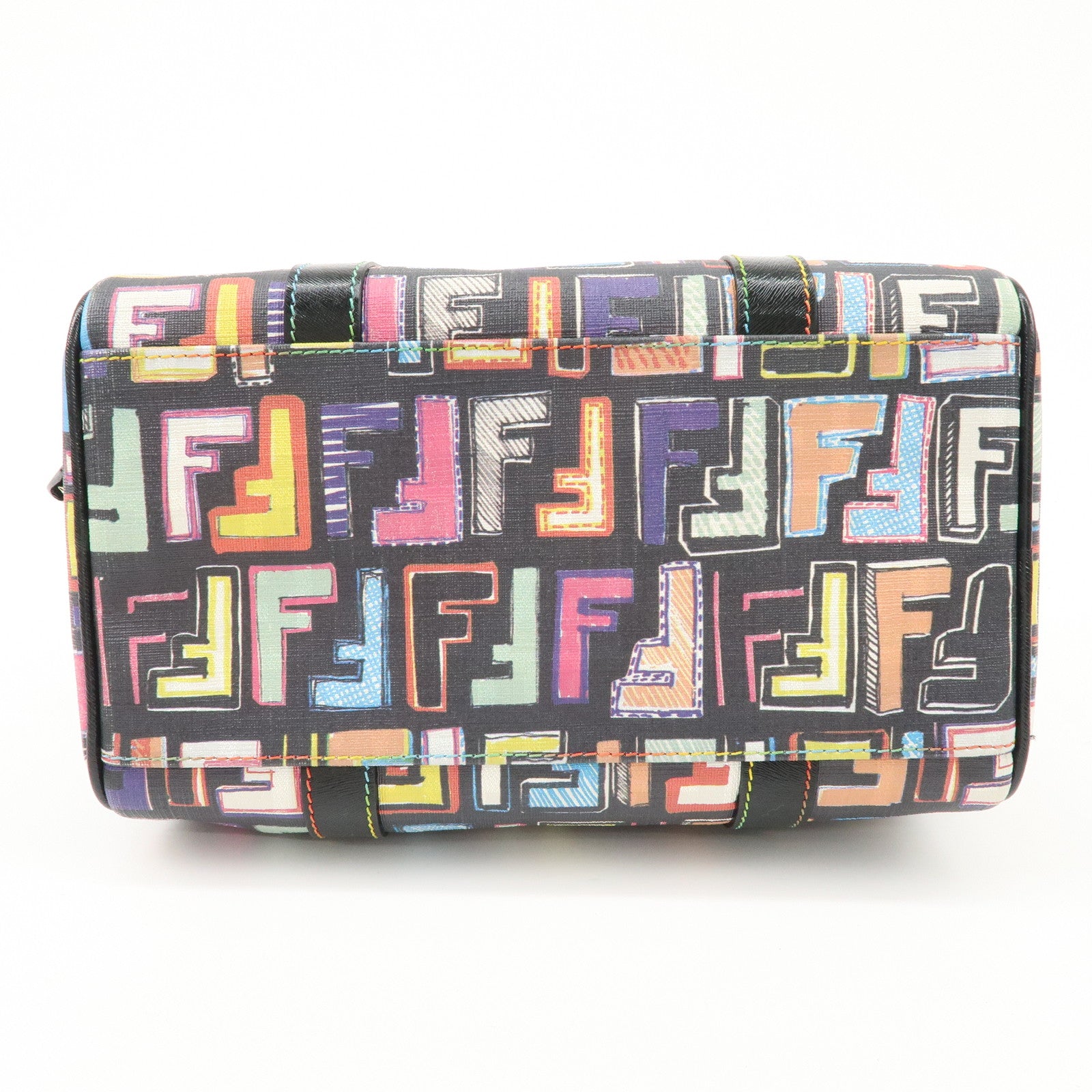 FENDI Zucca PVC Leather Mini Boston Bag Hand Bag Multi Color 8BL068 Used