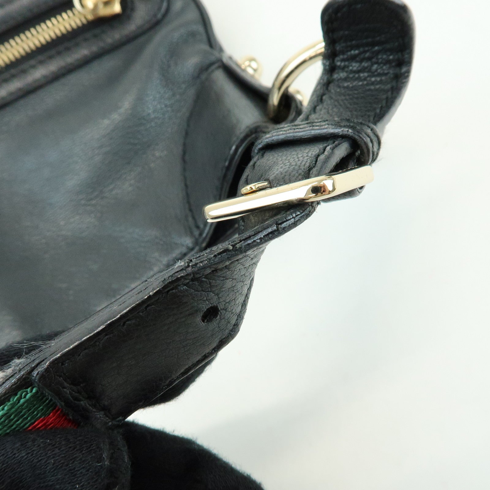 GUCCI Sherry Leather Shoulder Bag Hand Bag Black 154392