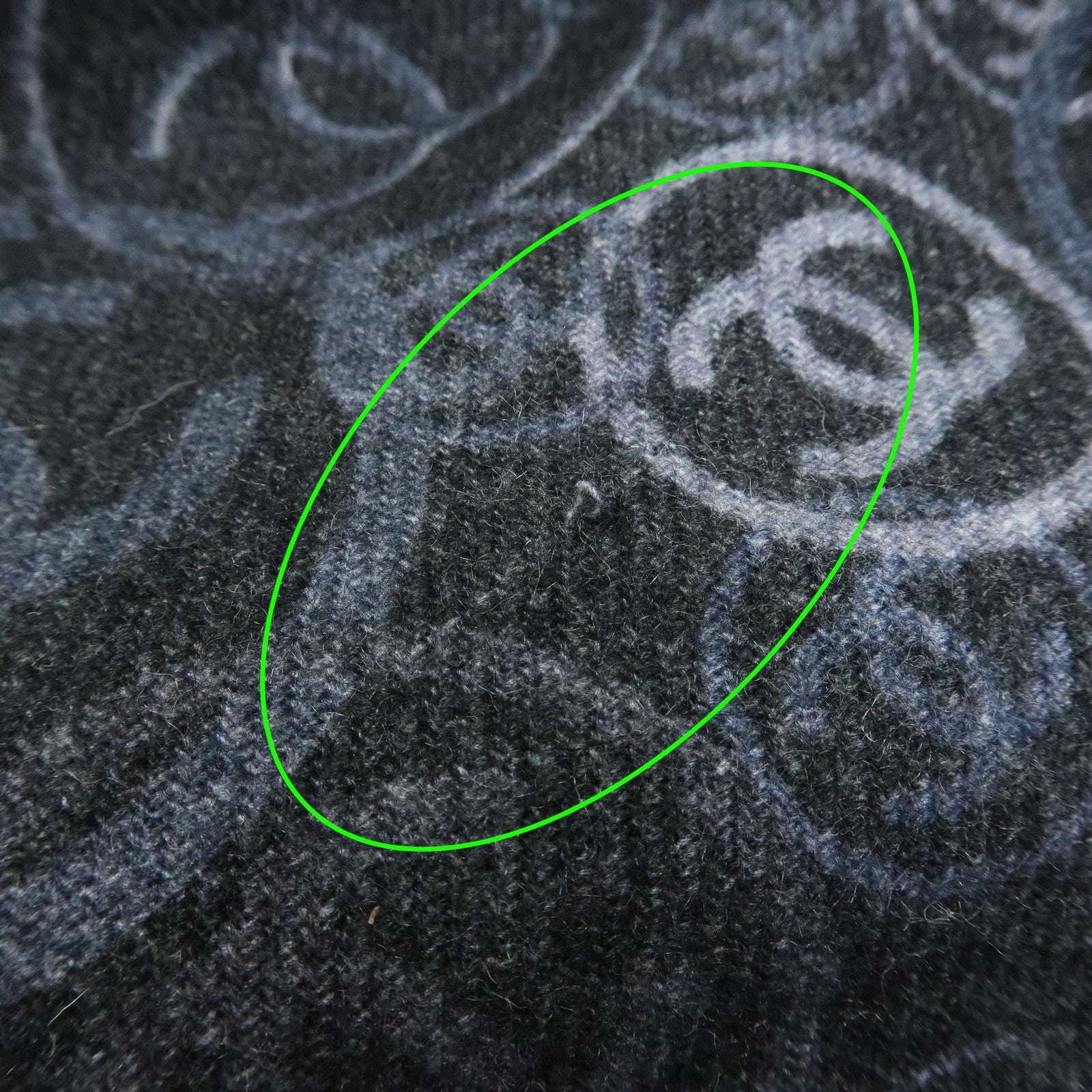 CHANEL COCO Mark Cashmere 100% Scarf Stole Shawl Navy