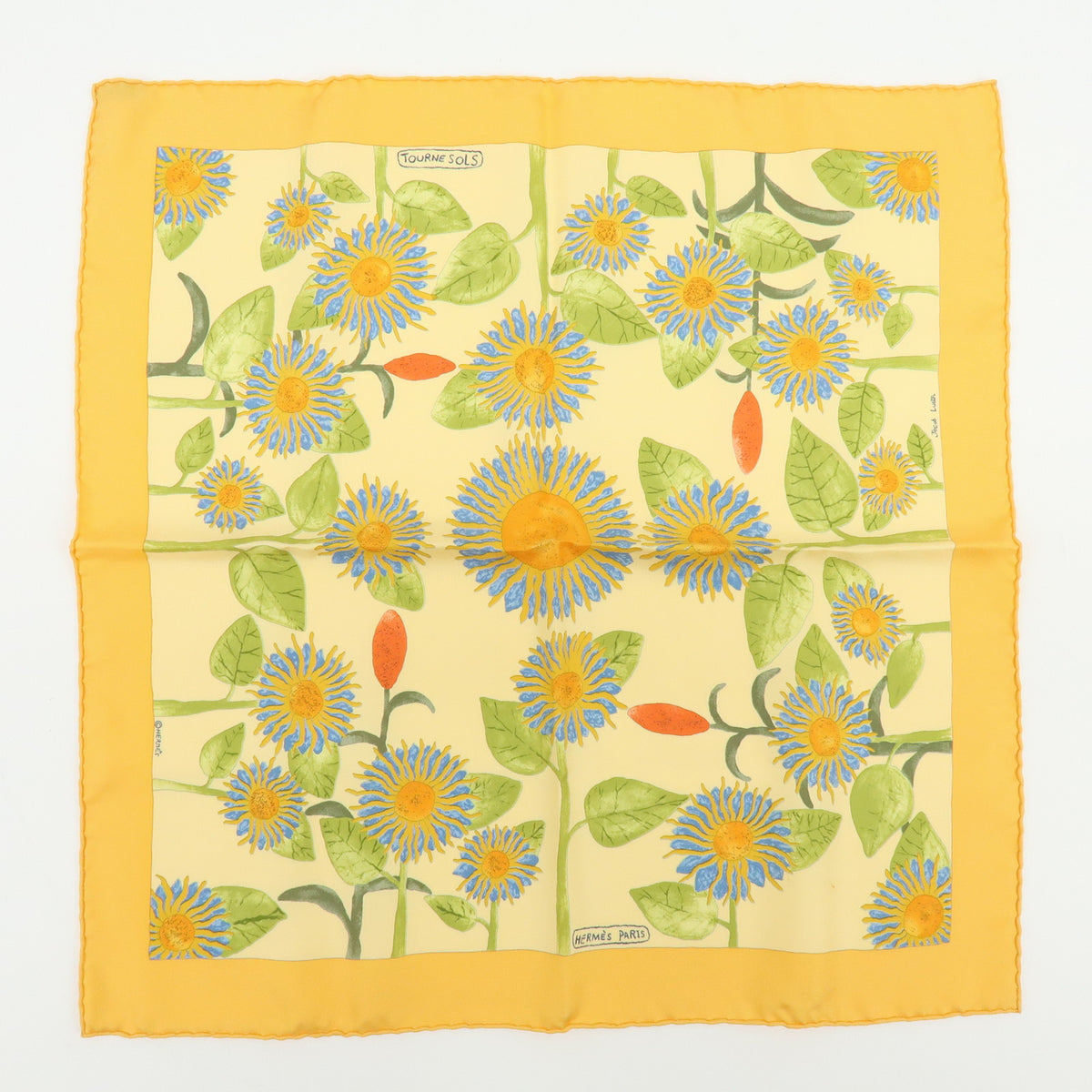 HERMES Lot of 2 Carre 45 Silk 100% Scarf TOURNE SOLS FORCES DE LA VIE