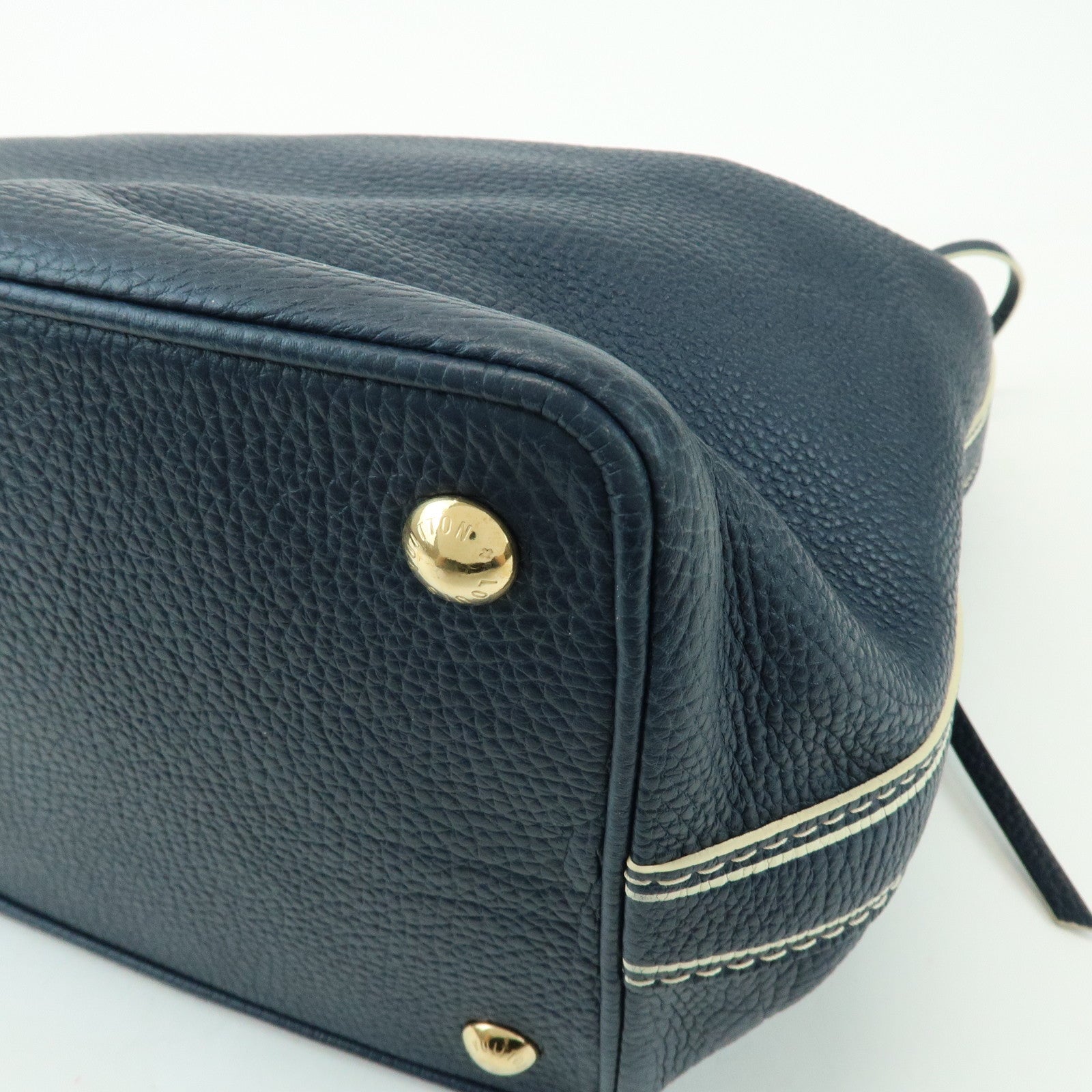 Louis Vuitton T&B Tobago Leather Shoe Bag Hand Bag Blue M95149