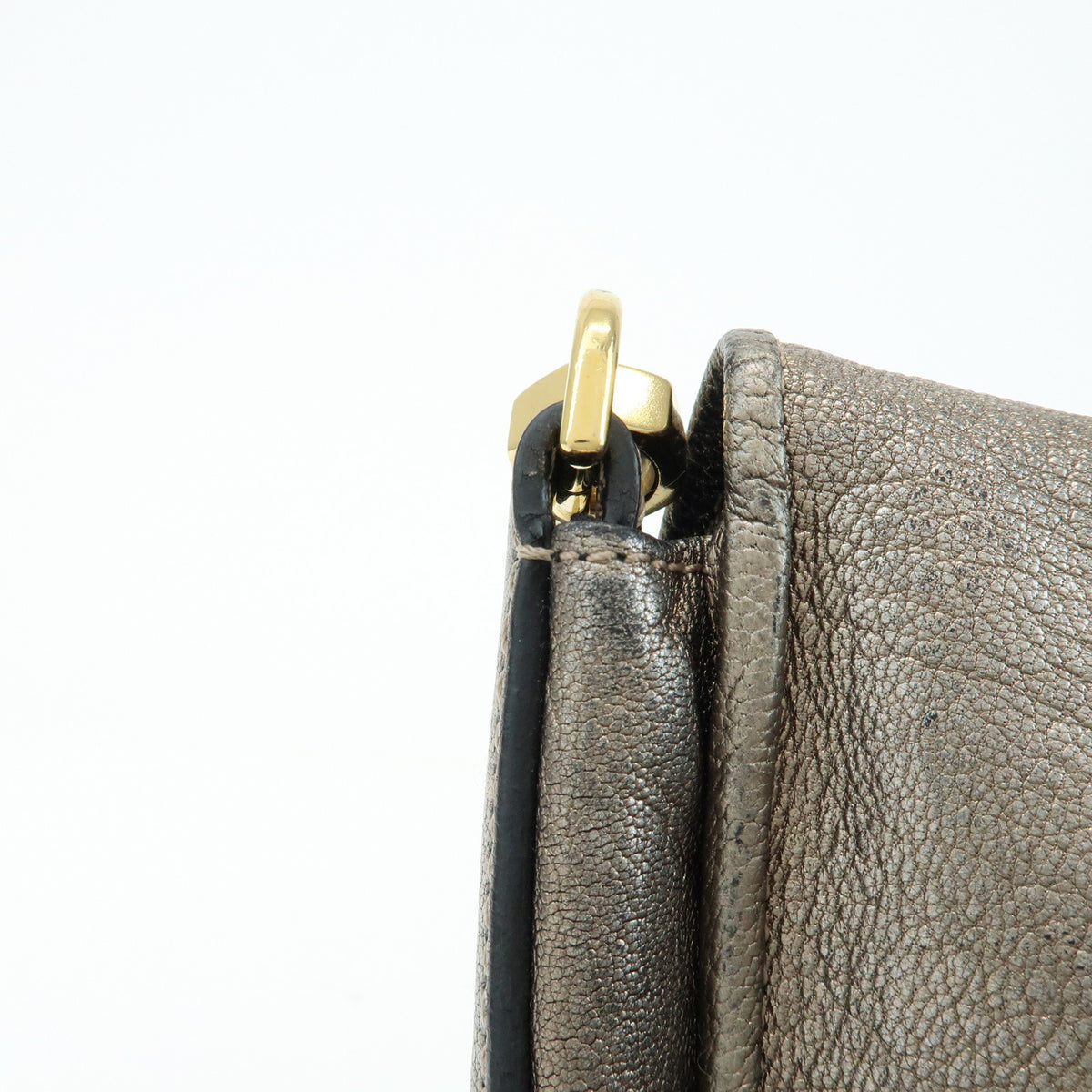 LOEWE Mya Anagram Leather Shoulder Bag Hand Bag Silver Gray