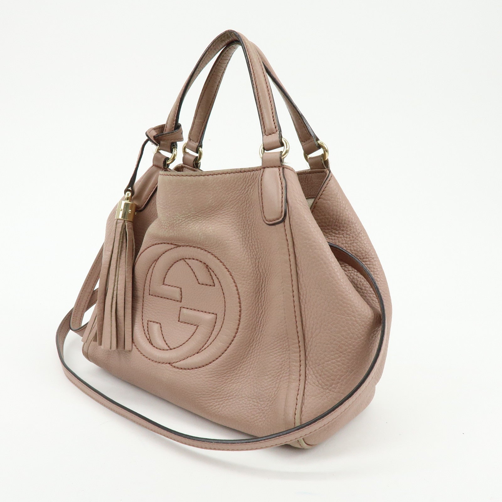 GUCCI SOHO Interlocking G 2Way Hand Bag Japan Limited Pink Beige 336751