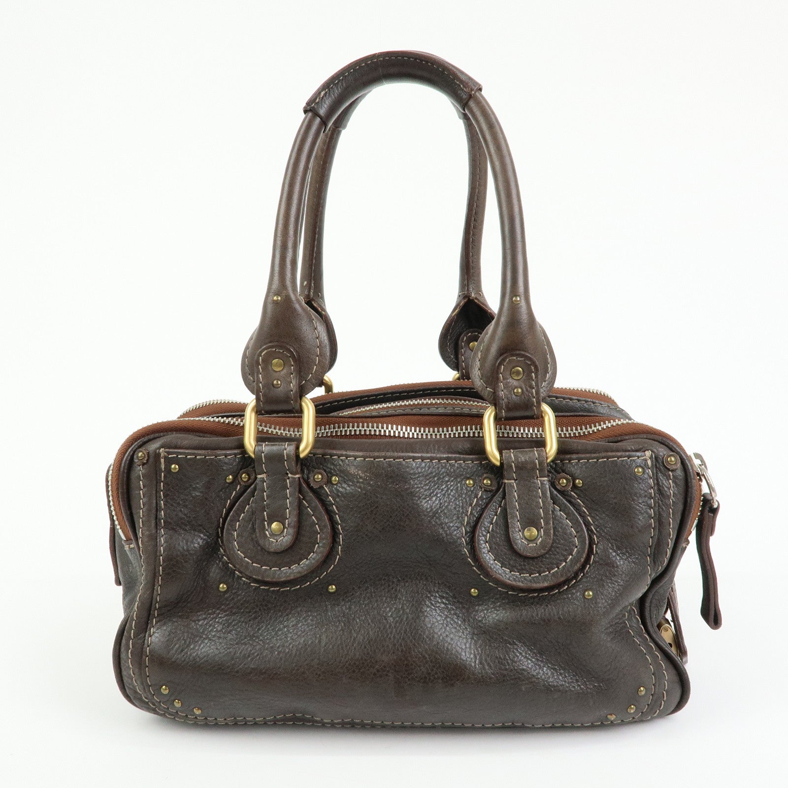 Chloe Paddington Leather Mini Hand Bag Shoulder Bag Brown