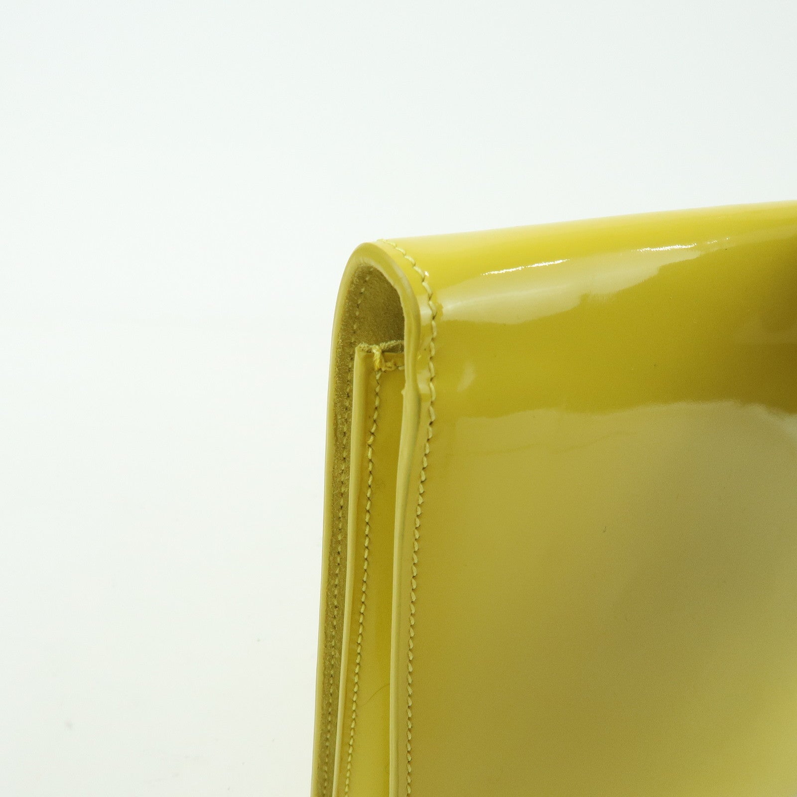 SAINT LAURENT PARIS Cassandra Patent Leather Clutch Bag Yellow 361120