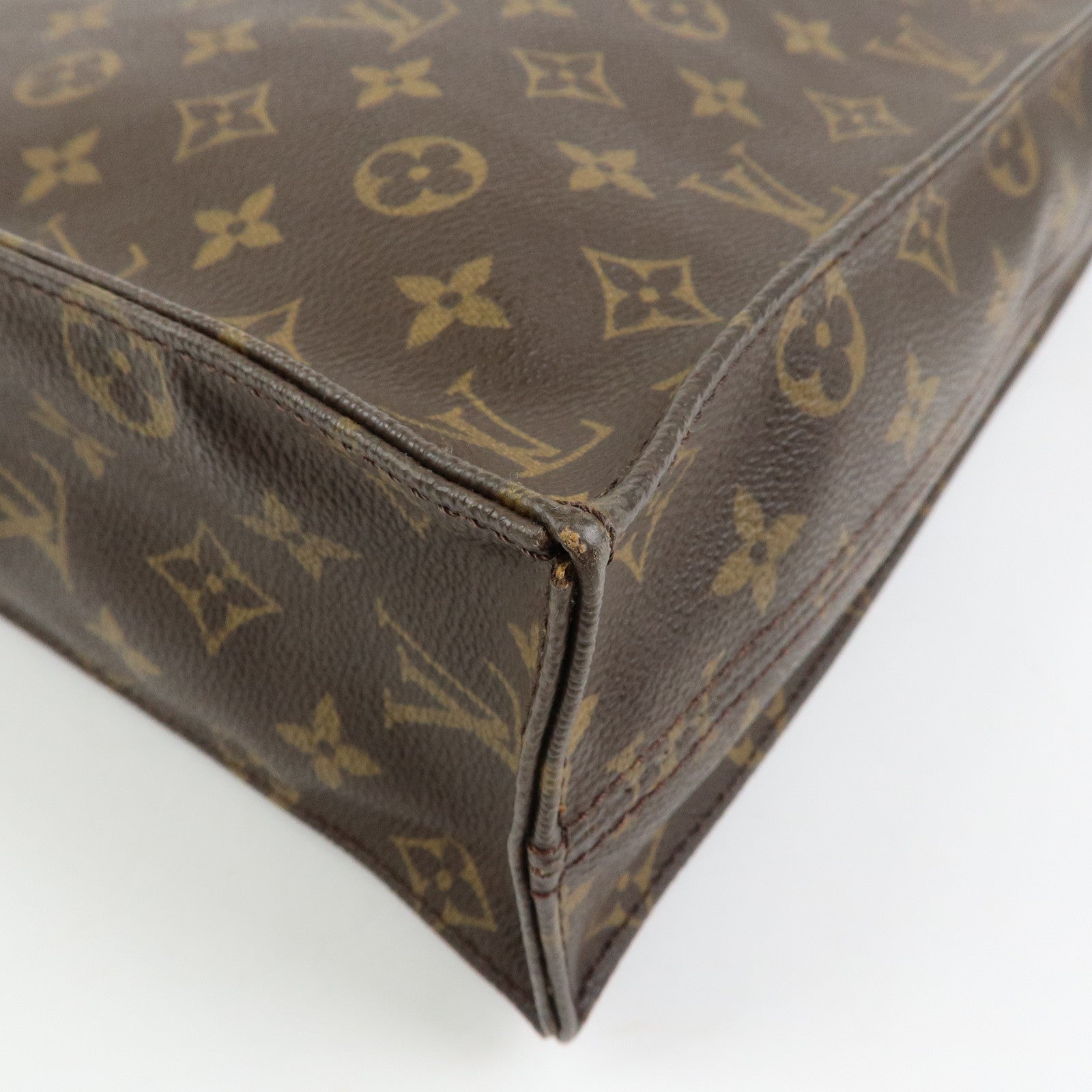 Louis Vuitton Monogram Sac Plat Tote Bag Hand Bag Brown M51140