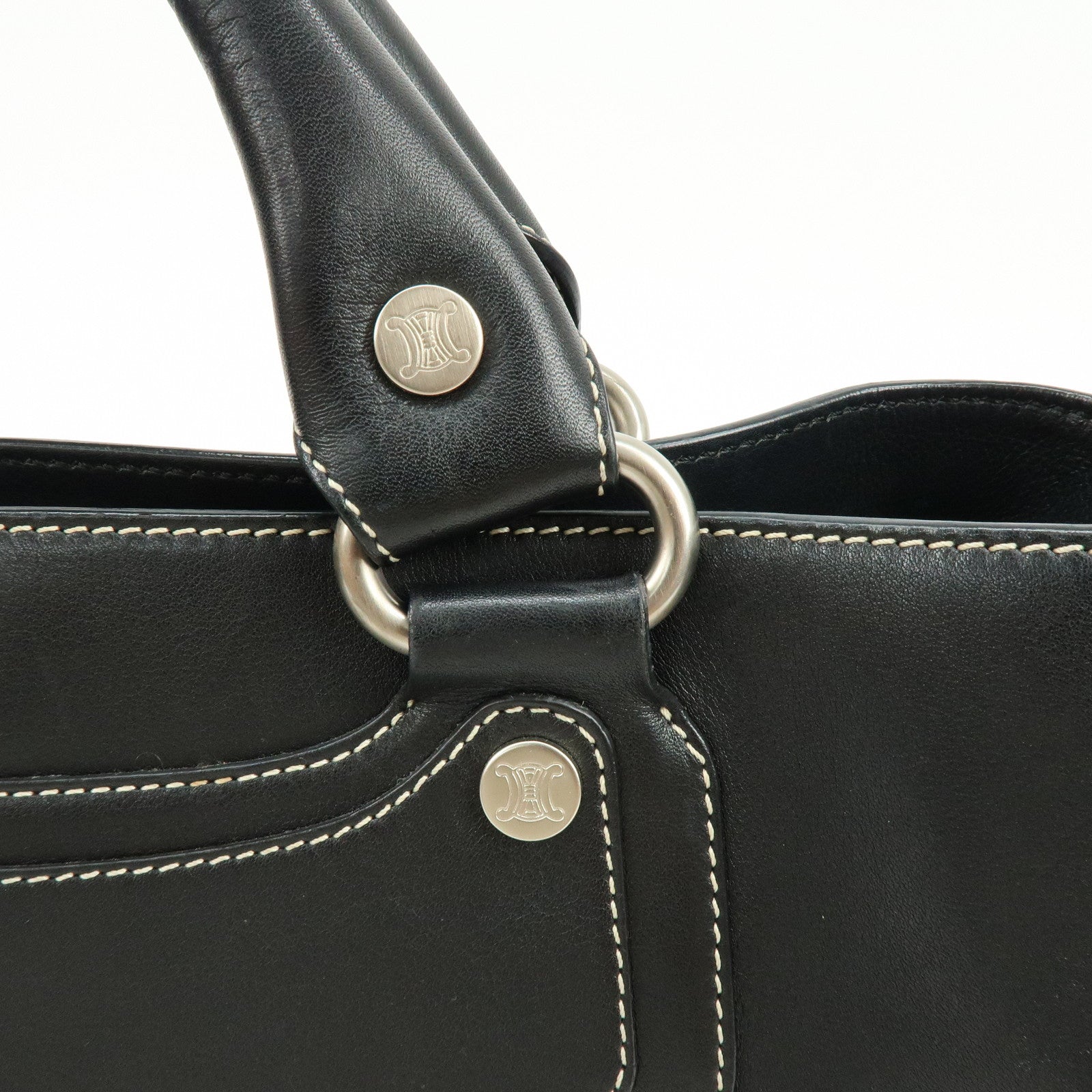 CELINE Boogie Bag Leather Hand Bag Tote Bag Black