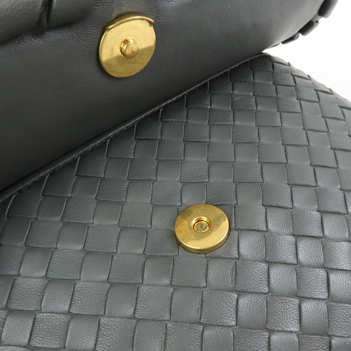BOTTEGA VENETA Intrecciato Small Olimpia Chain Shoulder Bag Gray