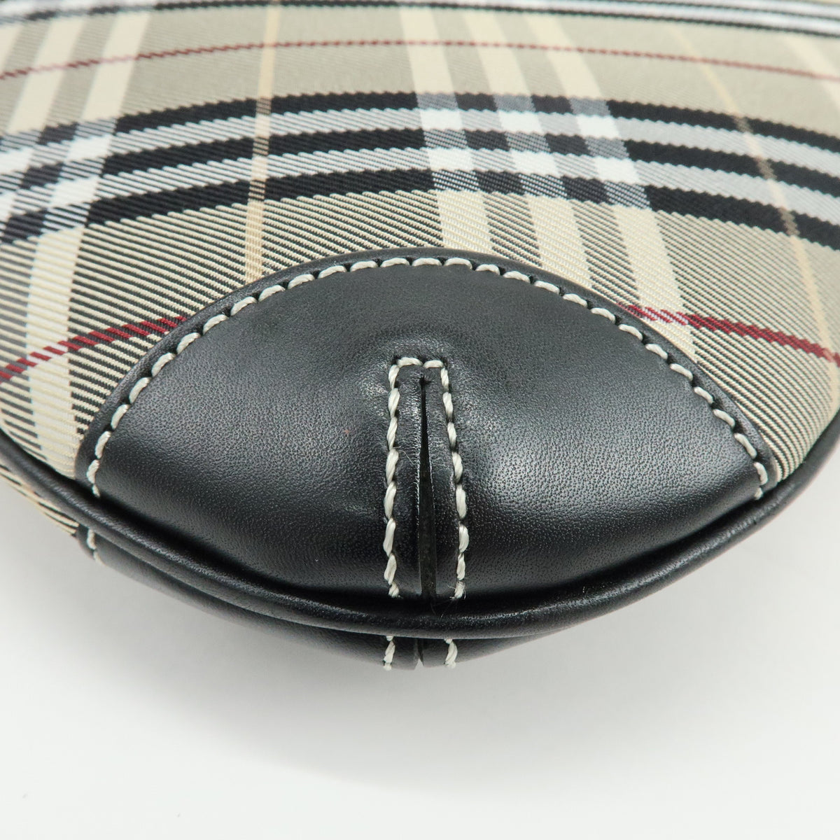 BURBERRY Blue Label Nova Plaid Canvas Leather Shoulder Bag Beige Black