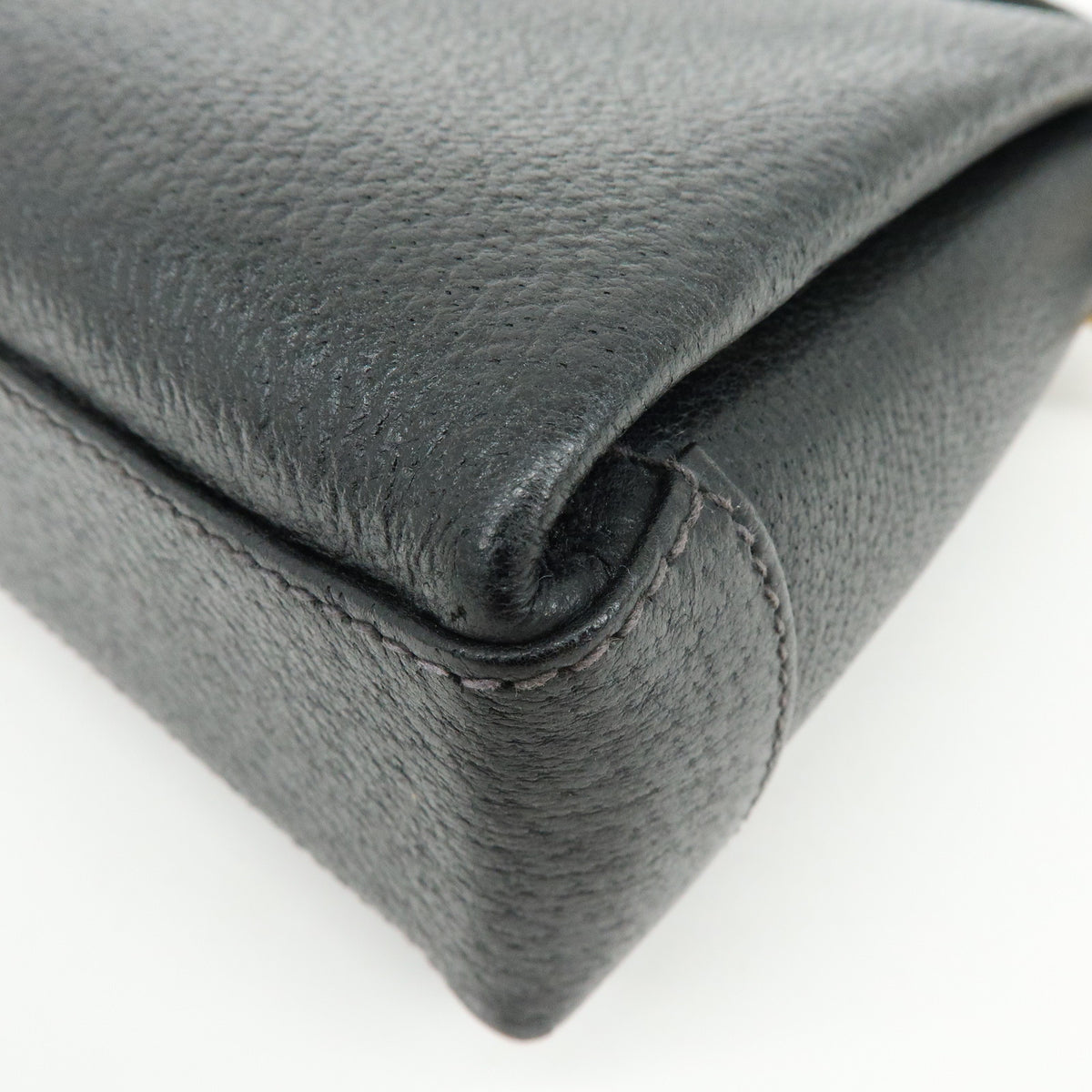 GUCCI Bamboo Turn Lock Leather Mini Hand Bag Black 000・33・0249