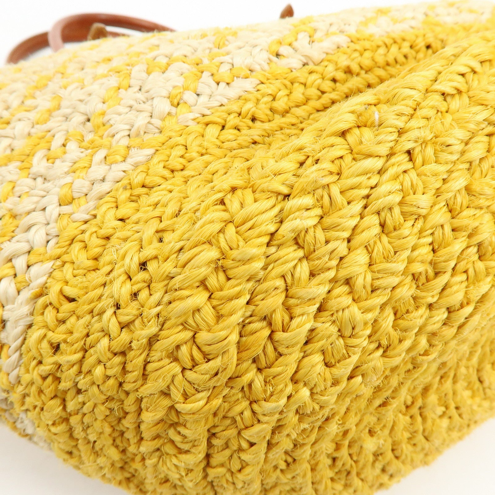 BALENCIAGA Raffia Leather Panier Tote Bag Yellow Natural 286370