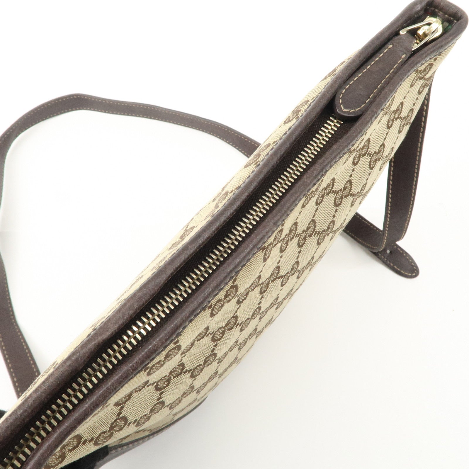 GUCCI New Brit GG Canvas Leather Shoulder Bag Beige Brown 169998 Used