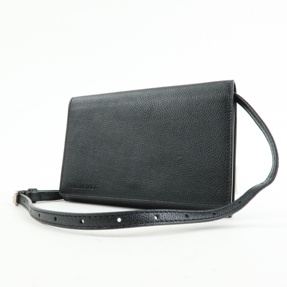 BALENCIAGA Small Logo Leather Crossbody Bag Shoulder Bag black 674892