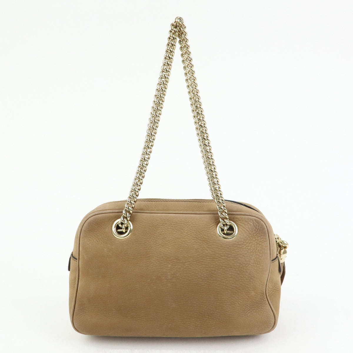 GUCCI SOHO Interlocking G Leather Chain Shoulder Bag Biege 308983