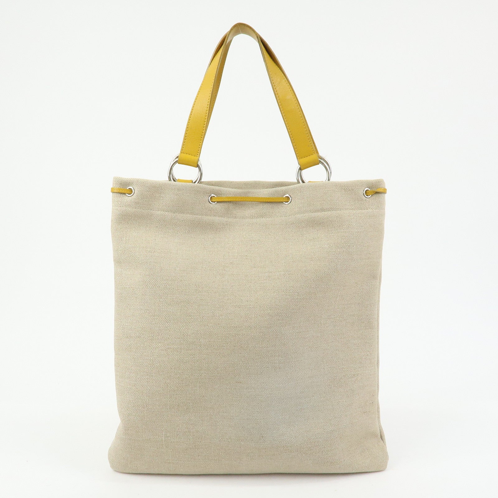SAINT LAURENT PARIS Kahara Canvas Leather Tote Bag Hand Bag Natural