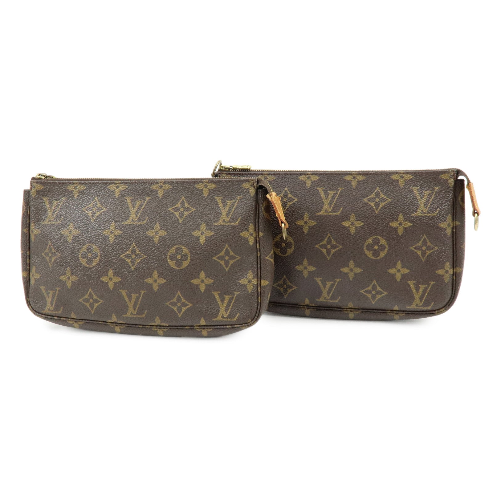 Louis Vuitton Monogram Canvas Set of 2 Pochette Accessoires Pouch Brown