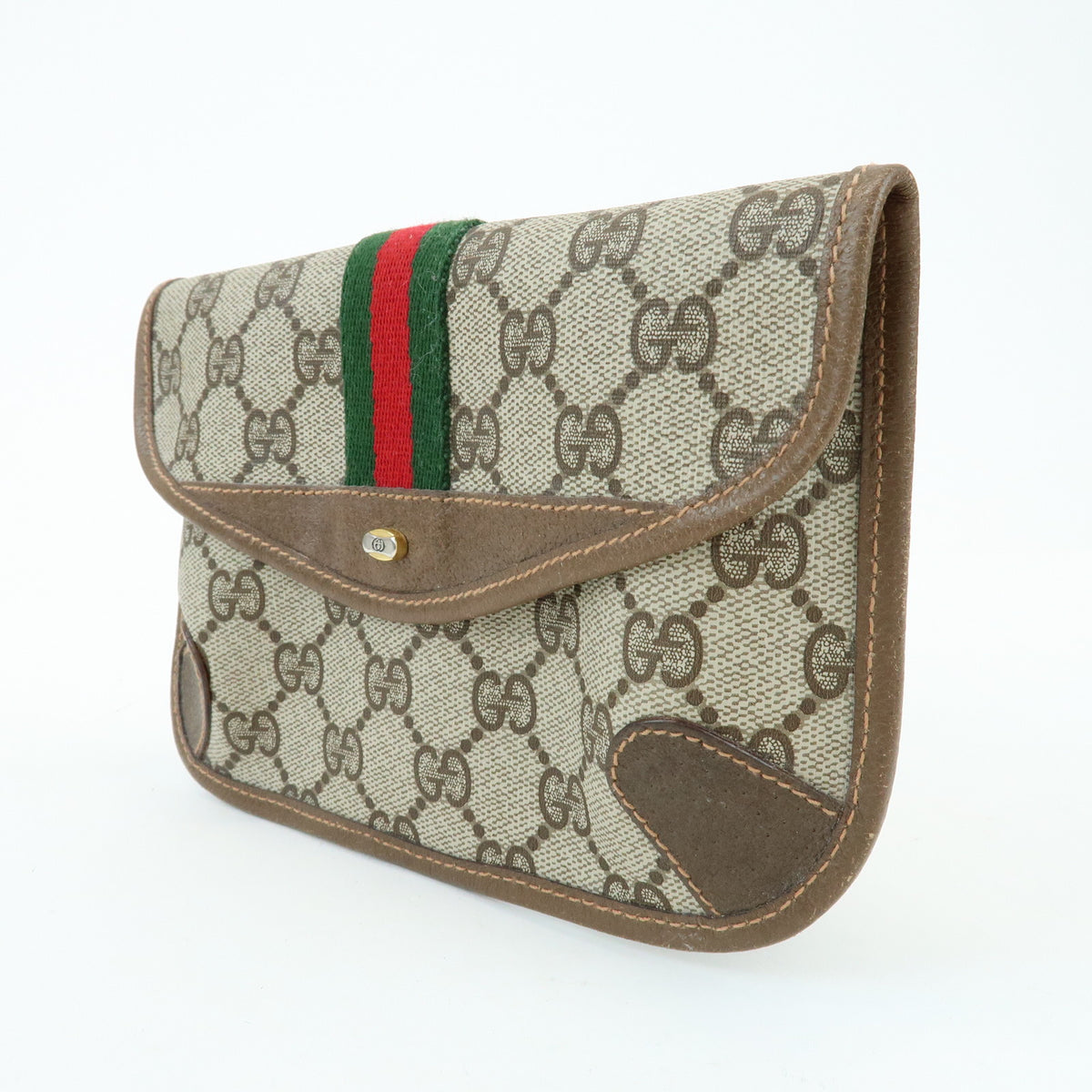GUCCI Sherry Old Gucci GG Supreme Leather Clutch Bag Pouch 89・01・021