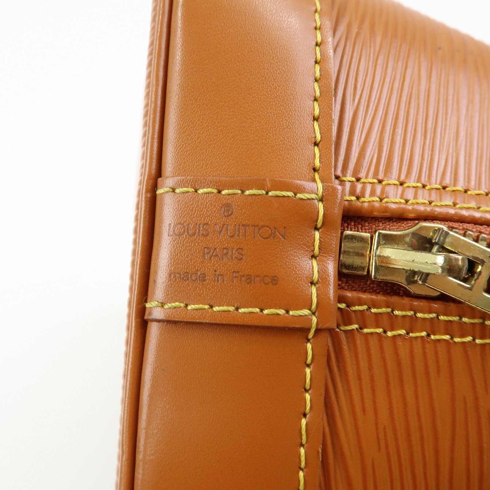 Louis Vuitton Epi Alma PM Leather Hand Bag Zipang Gold M52148