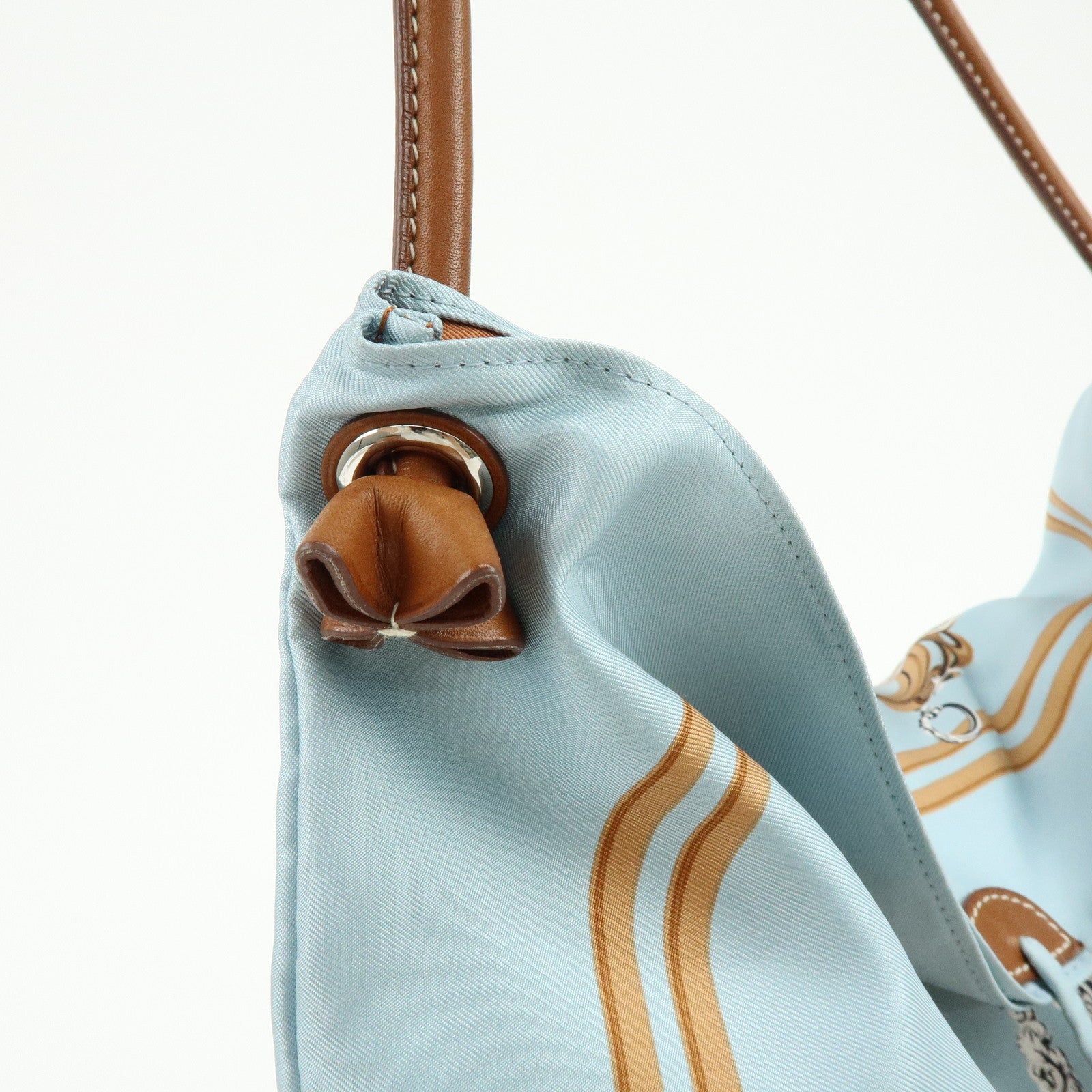 HERMES Silk Leather Silky City MM Shoulder Bag BRIDESdeGALA Blue
