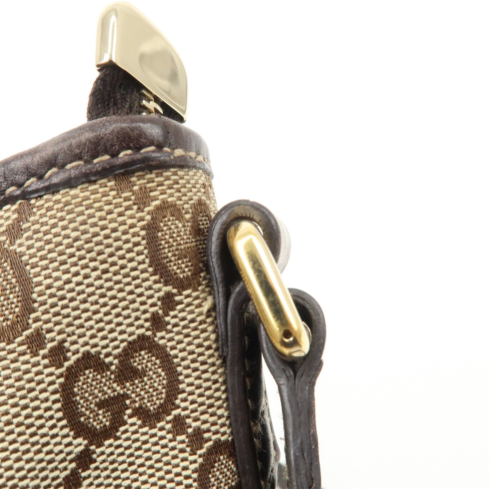 GUCCI New Brit GG Canvas Leather Shoulder Bag Beige Brown 169998 Used