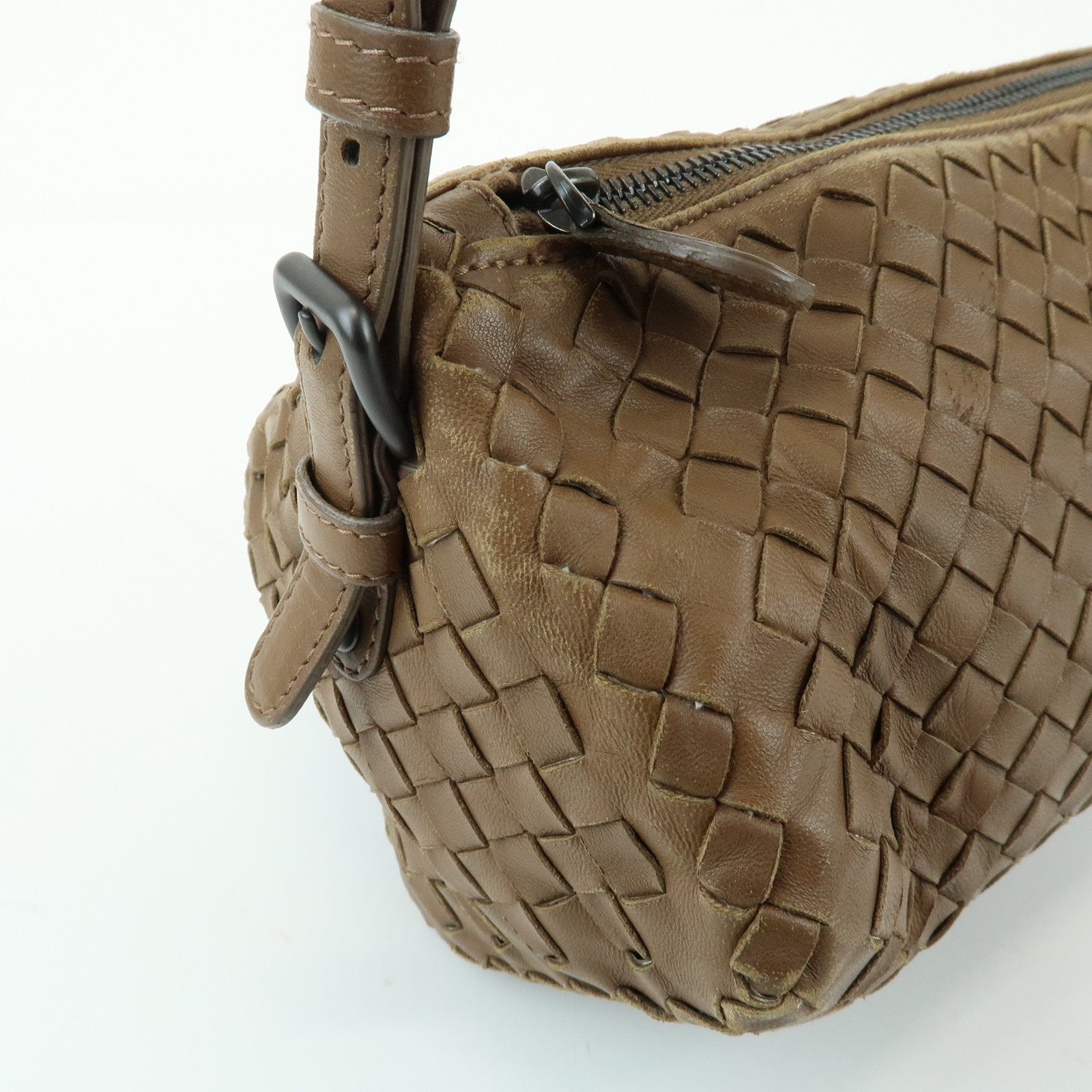 BOTTEGA VENETA Intrecciato Leather Hand Bag Shoulder Bag Mocha Brown