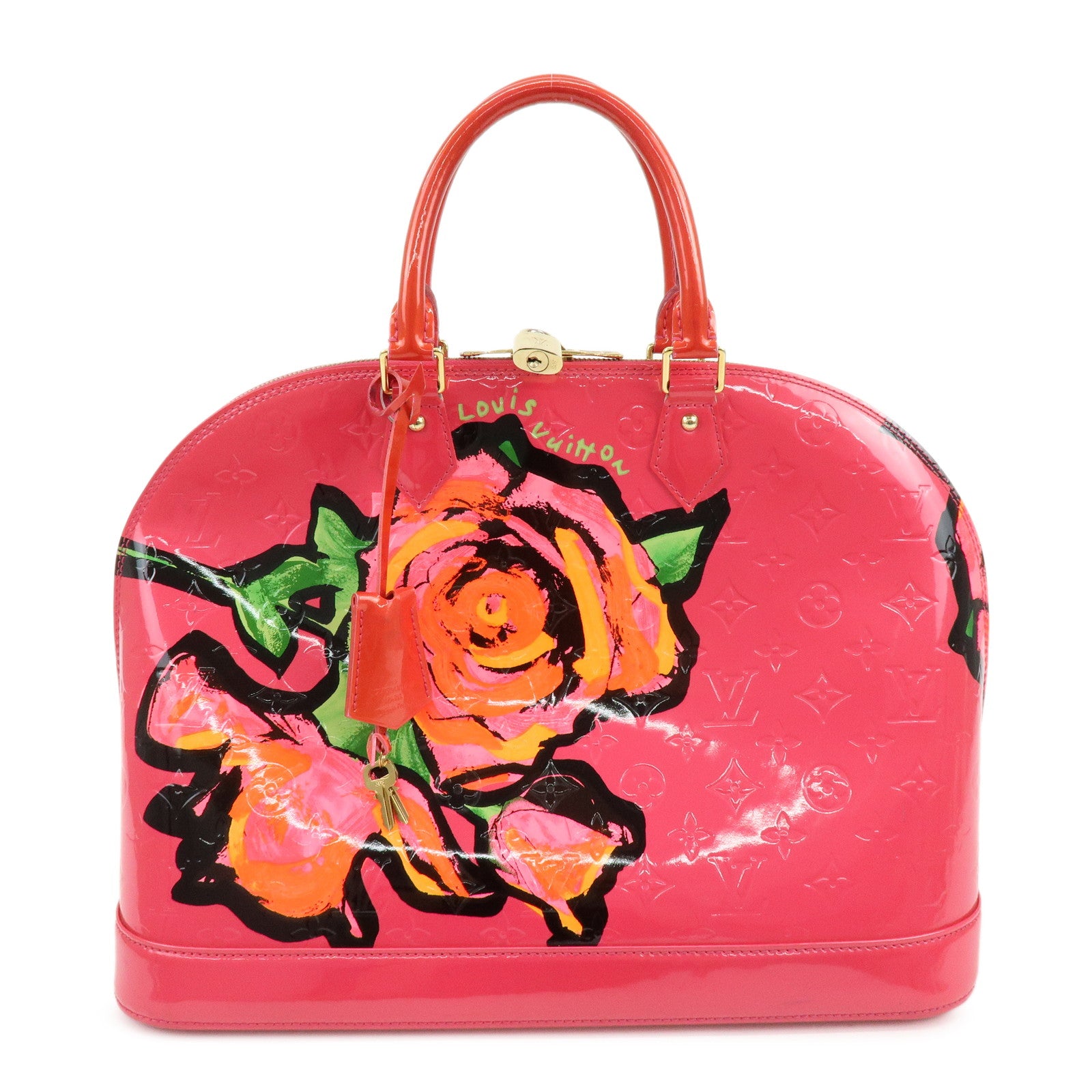 Louis Vuitton Monogram Rose Vernis Alma MM Hand Bag Rose Pop M93686