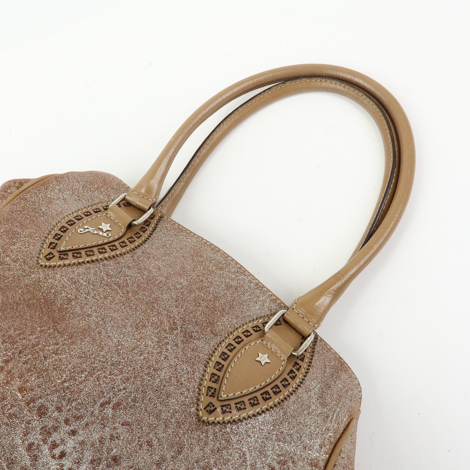FENDI Ethnico Leather Tote Bag Shoulder Bag Hand Bag Beige 8BN162