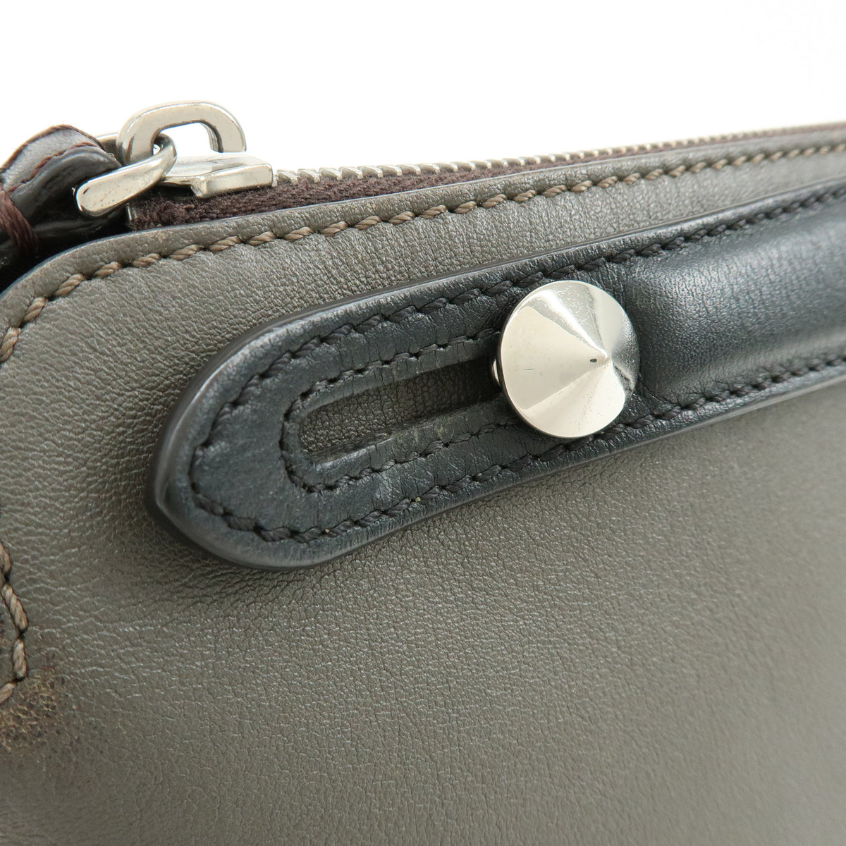 FENDI By The Way Medium Leather 2Way Bag Hand Bag Dark Gray 8BL124