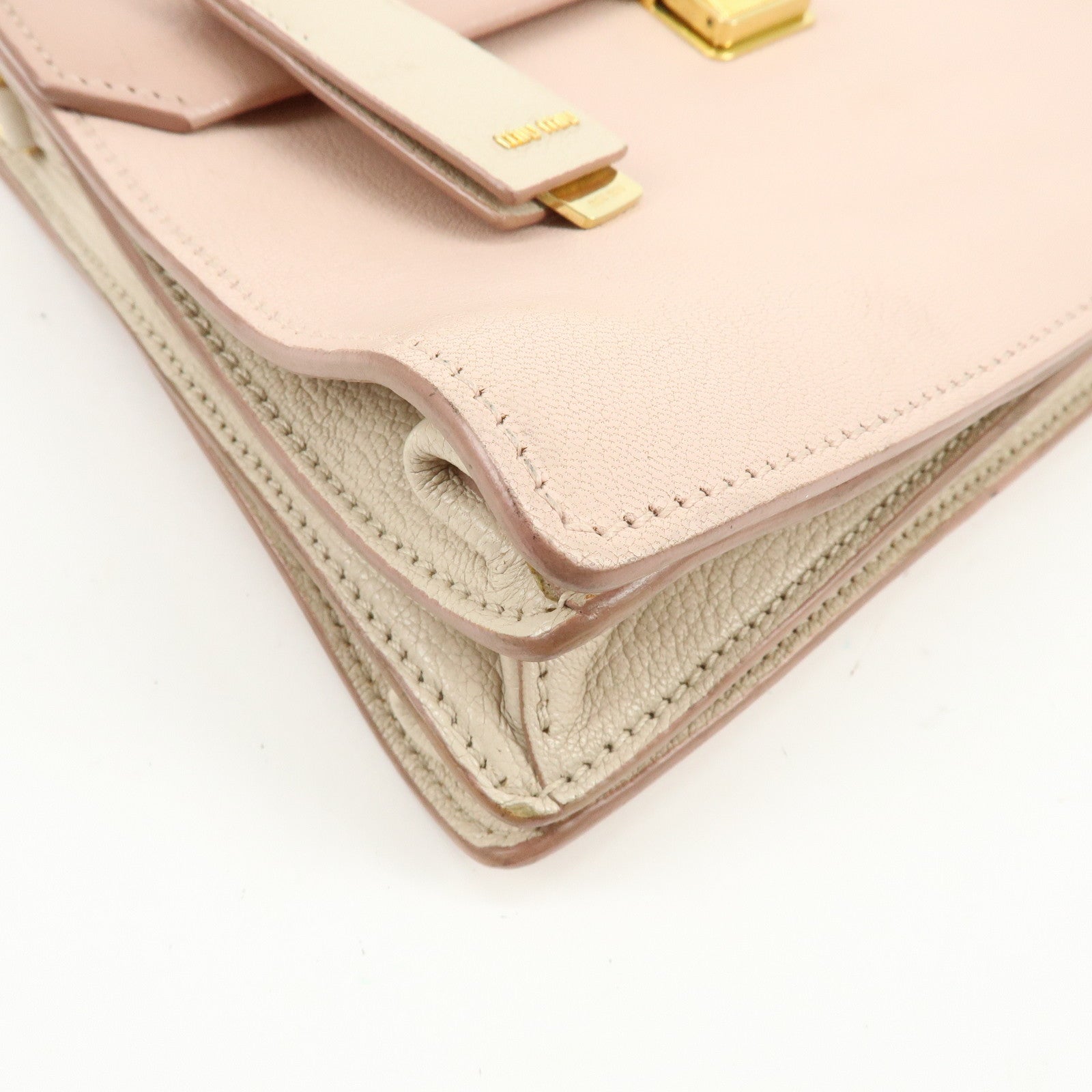 MIU MIU Madras Leather 2Way Bag Shoulder Bag Bi-Color Light Pink