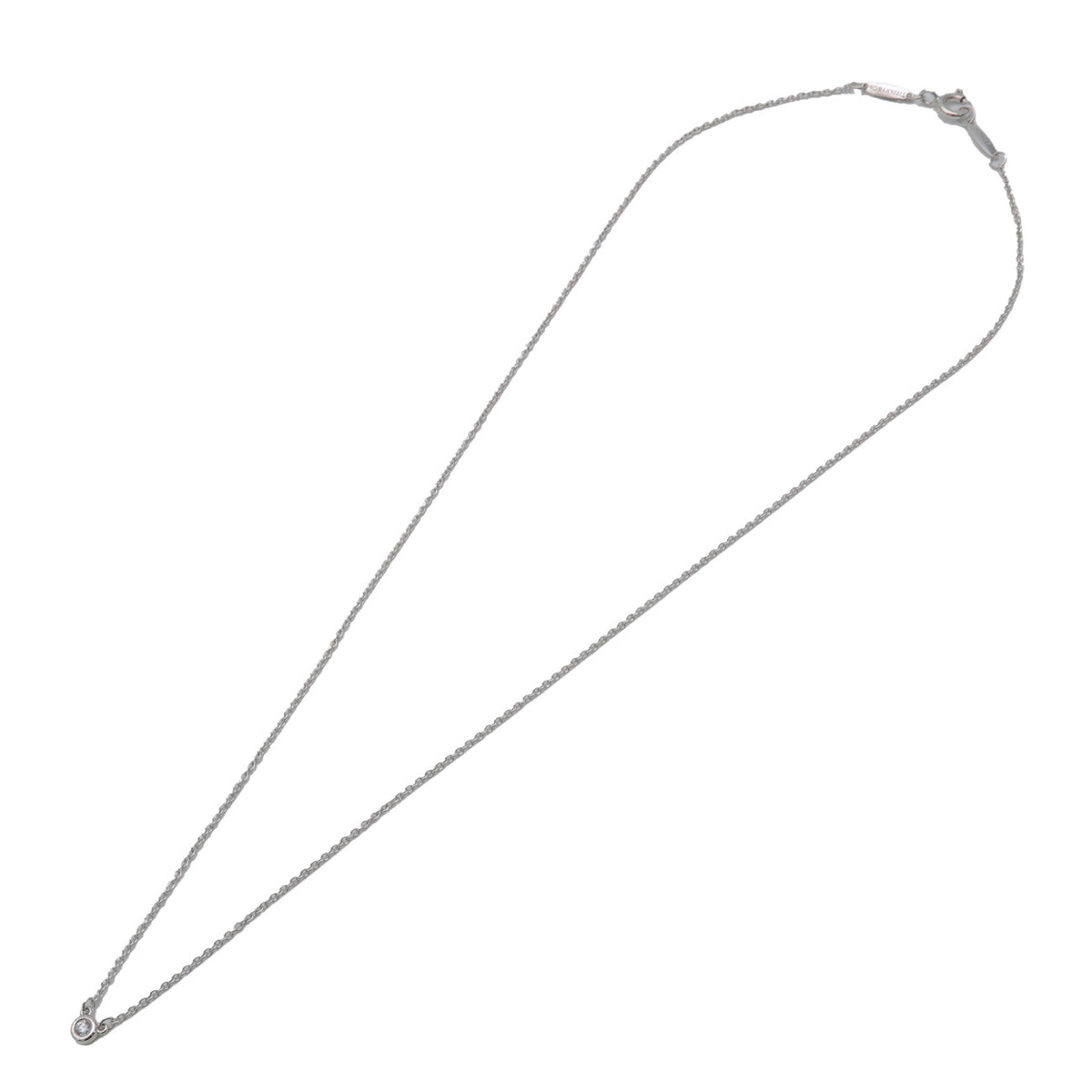 Tiffany & Co By The Yard 1P Diamond Necklace SV925 Silver