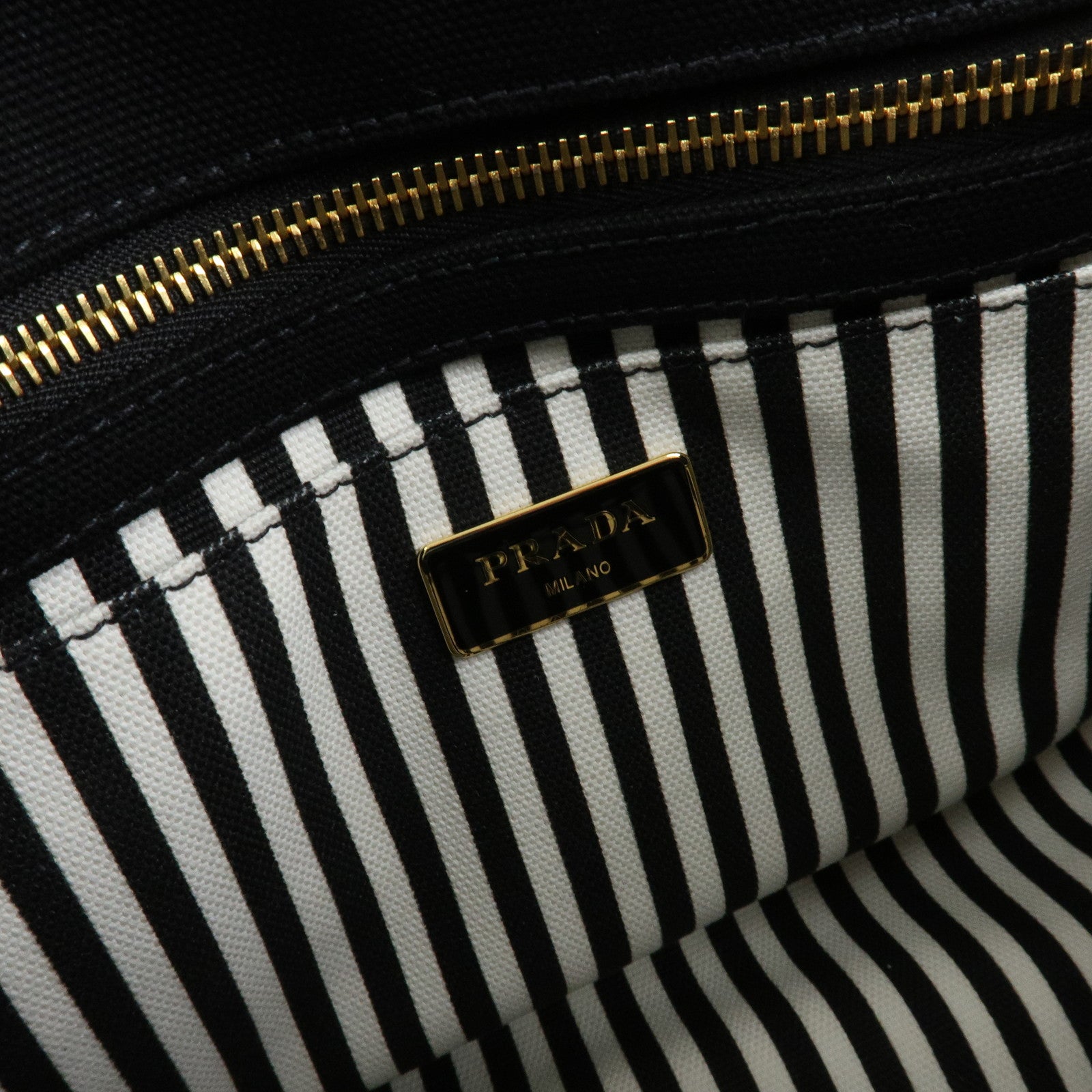 PRADA Triangle Logo Canapa Mini Canvas 2Way Hand Bag Black White 1BG439