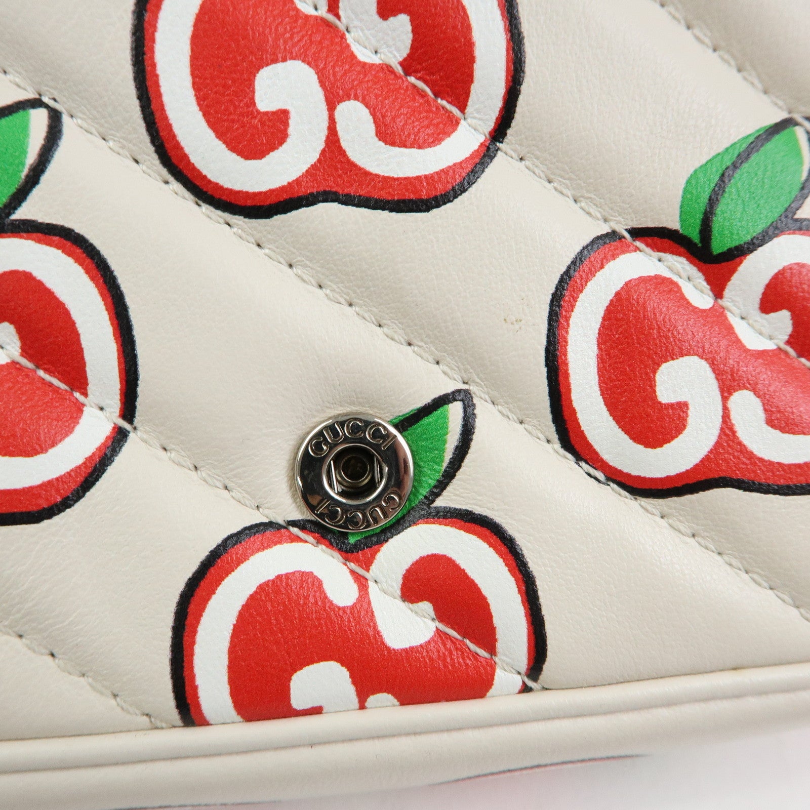 GUCCI GG Marmont Apple Chain Shoulder BAg Crossbody Bag Ivory 476433