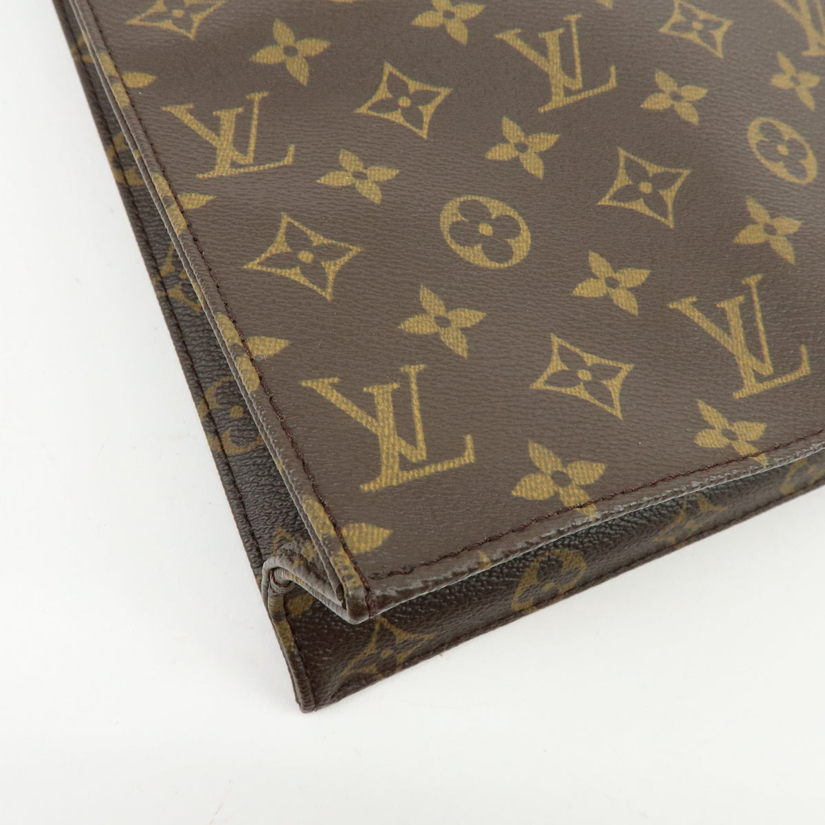 Louis Vuitton Monogram Sac Plat Tote Bag Hand Bag Brown M51140